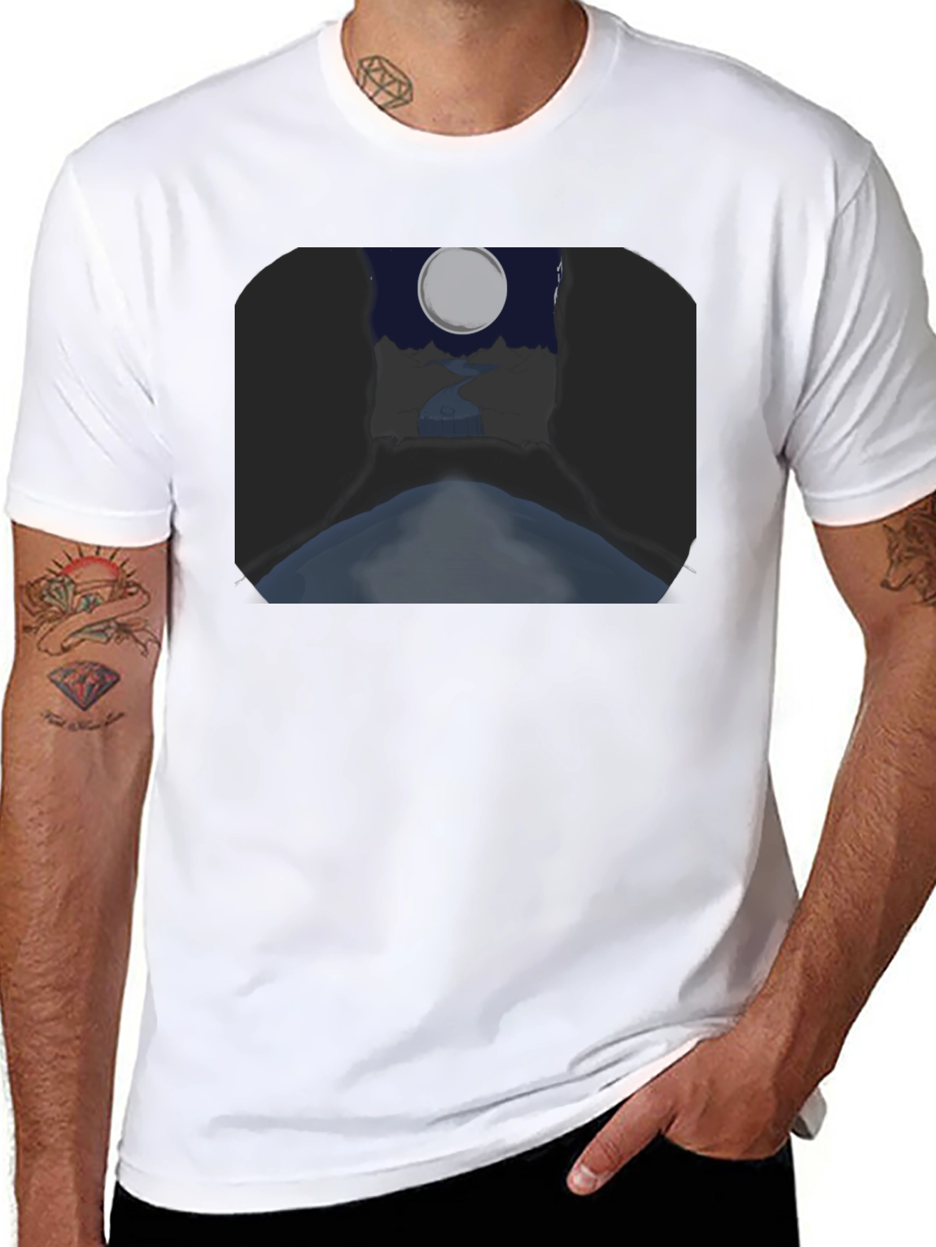 Moonlit River Graphic Tee - Unique Design