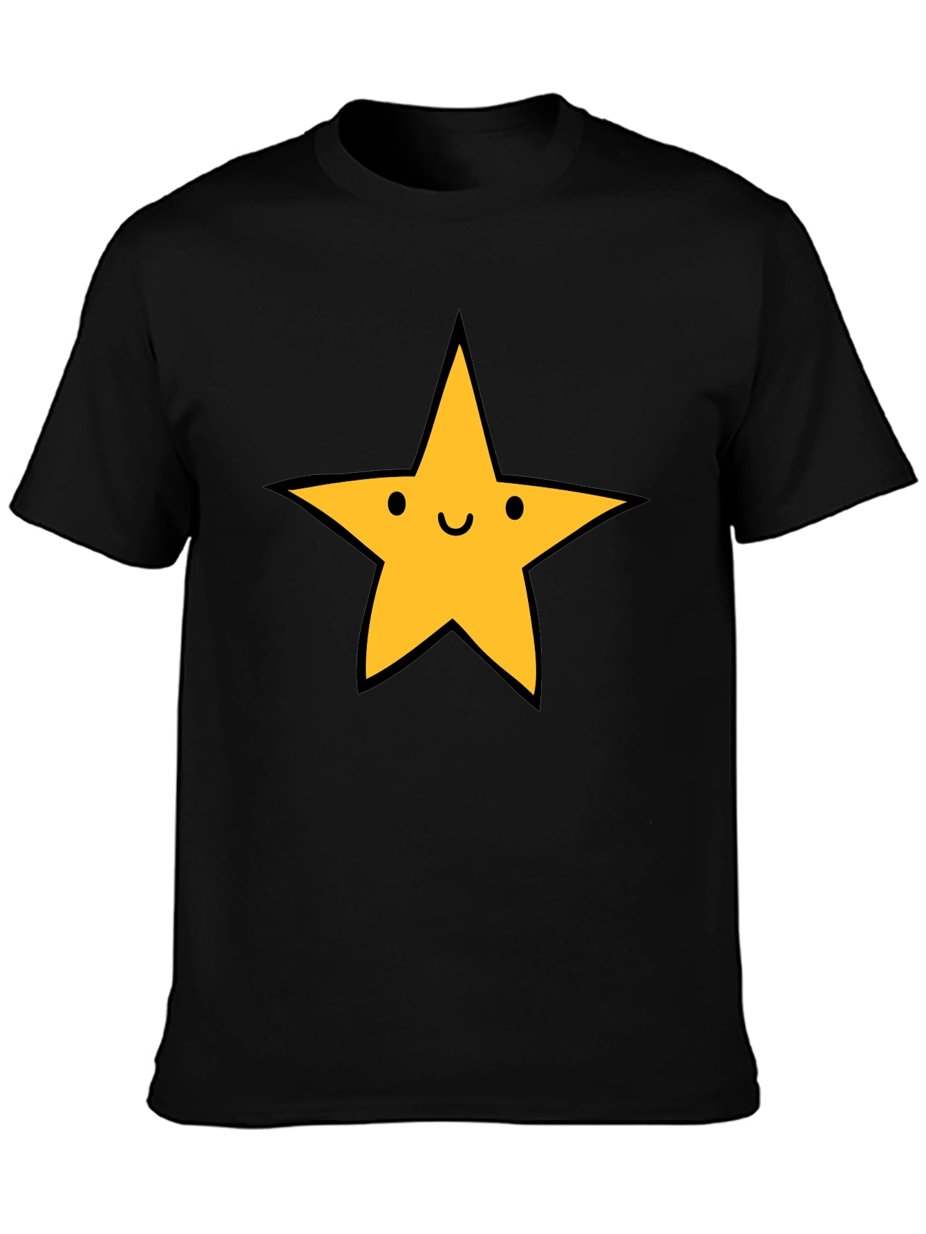 Happy Star Graphic Tee - Black Casual T-Shirt