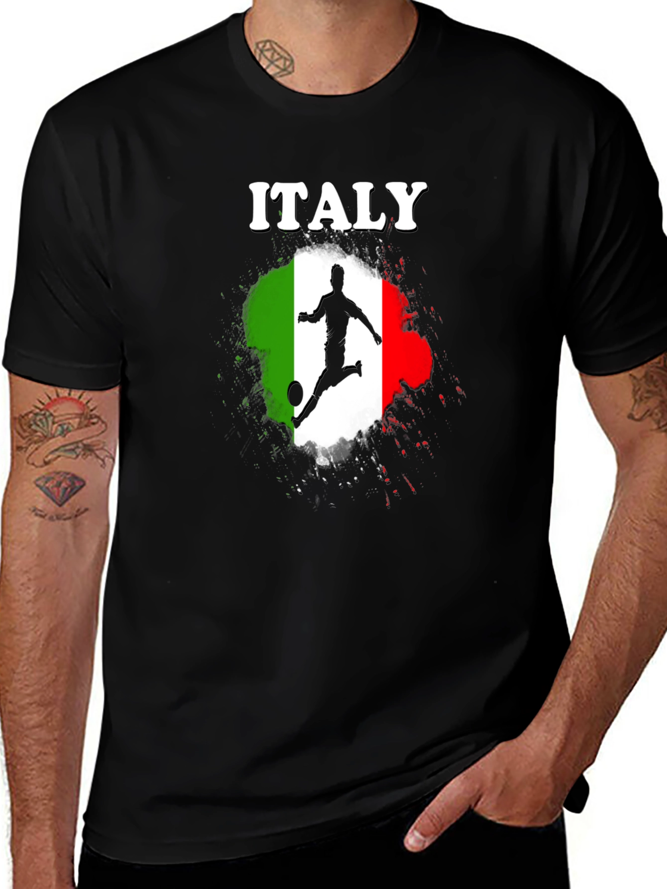 Italy Soccer Graphic Black T-Shirt