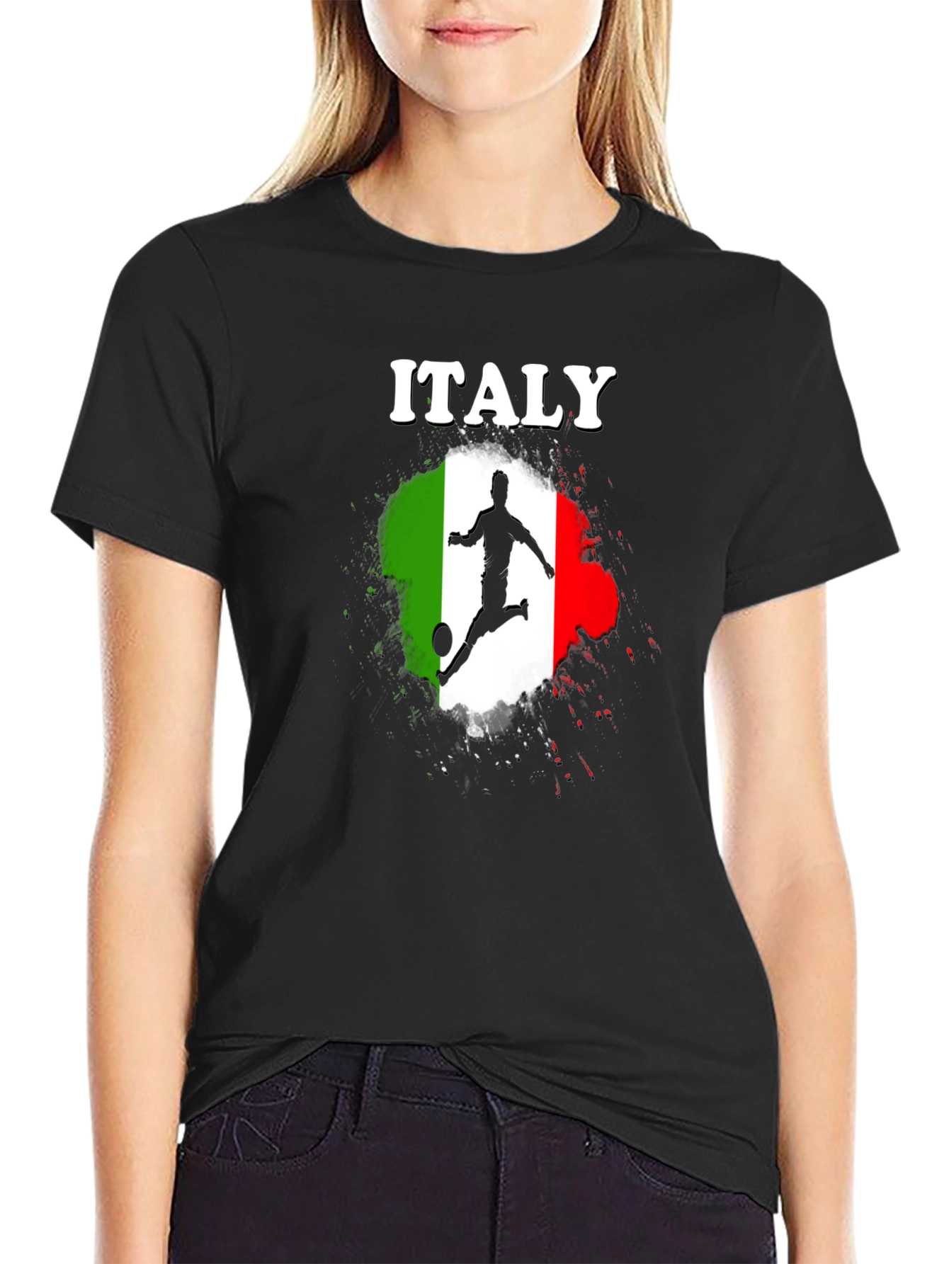 Italy Soccer Graphic Black T-Shirt