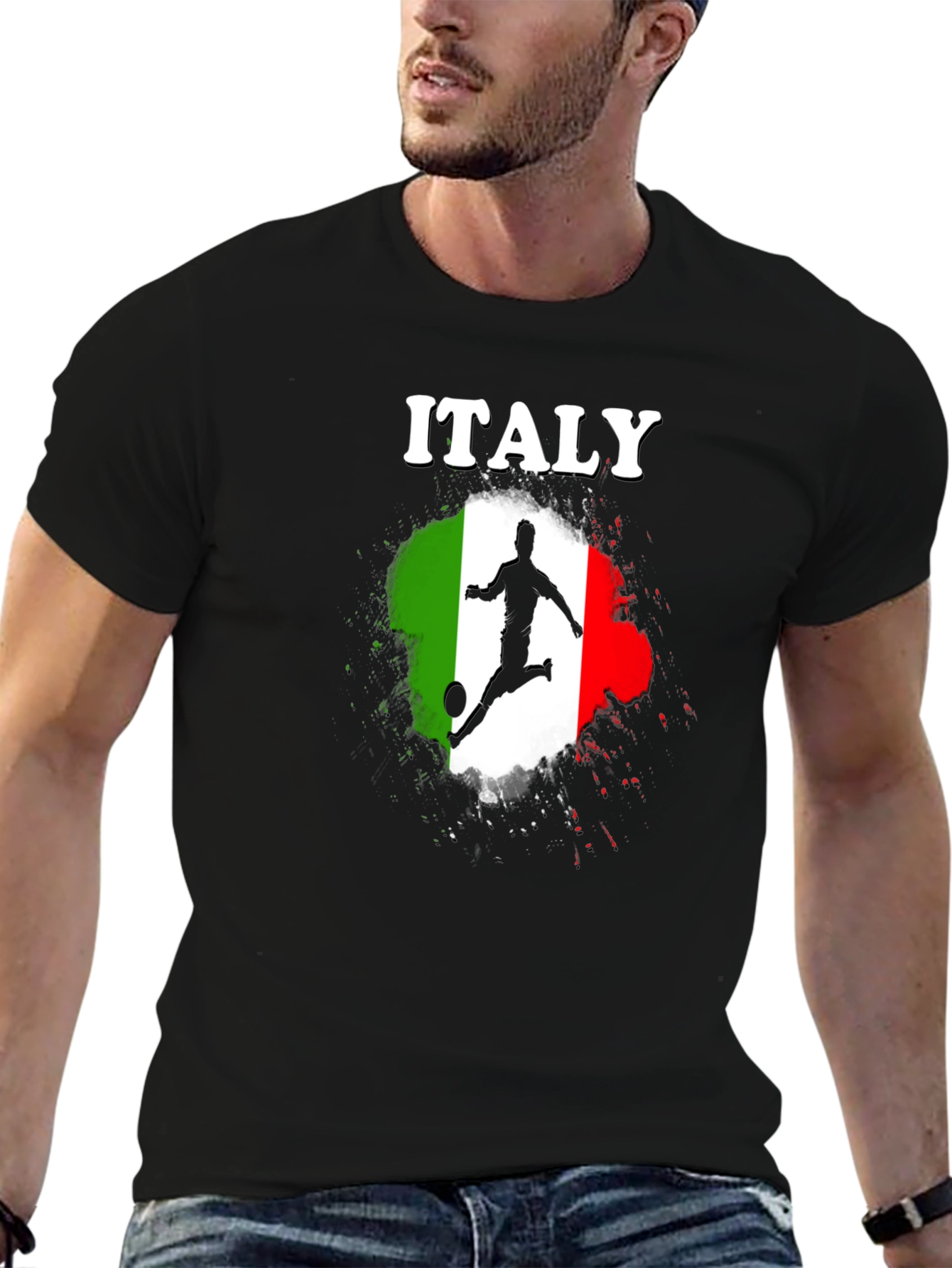 Italy Soccer Graphic Black T-Shirt