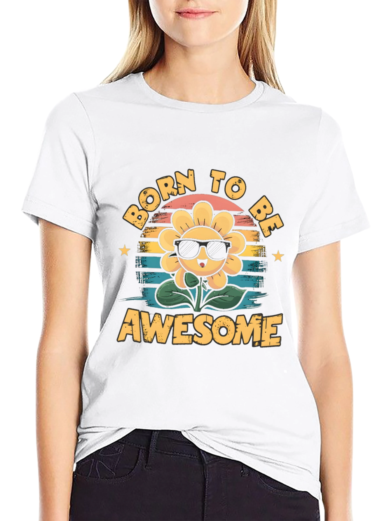 Born To Be Awesome Sunflower Graphic Tee