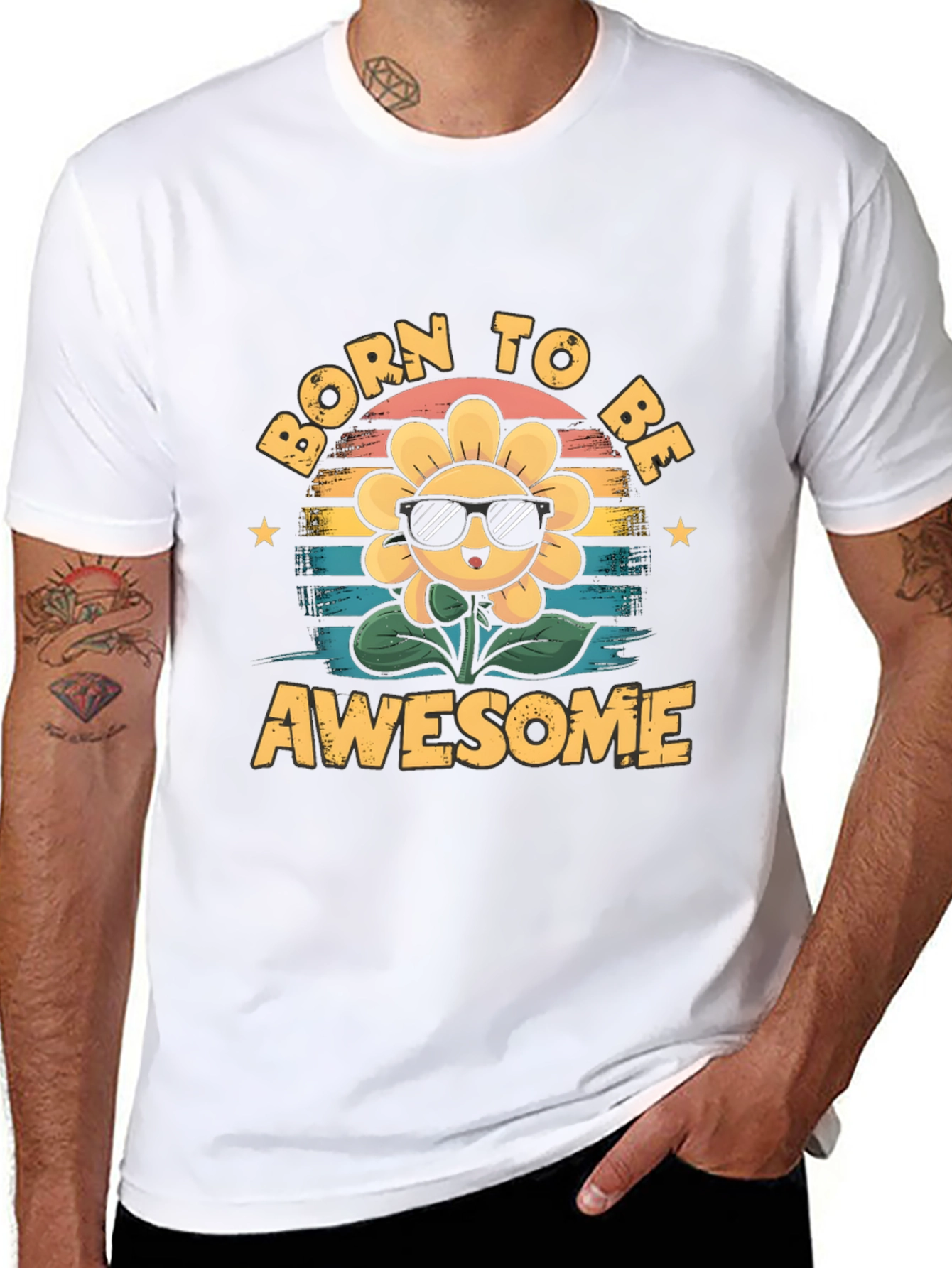 Born To Be Awesome Sunflower Graphic Tee