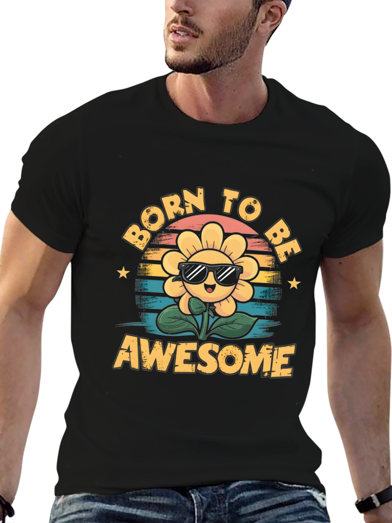 Born To Be Awesome Sunflower Graphic Tee