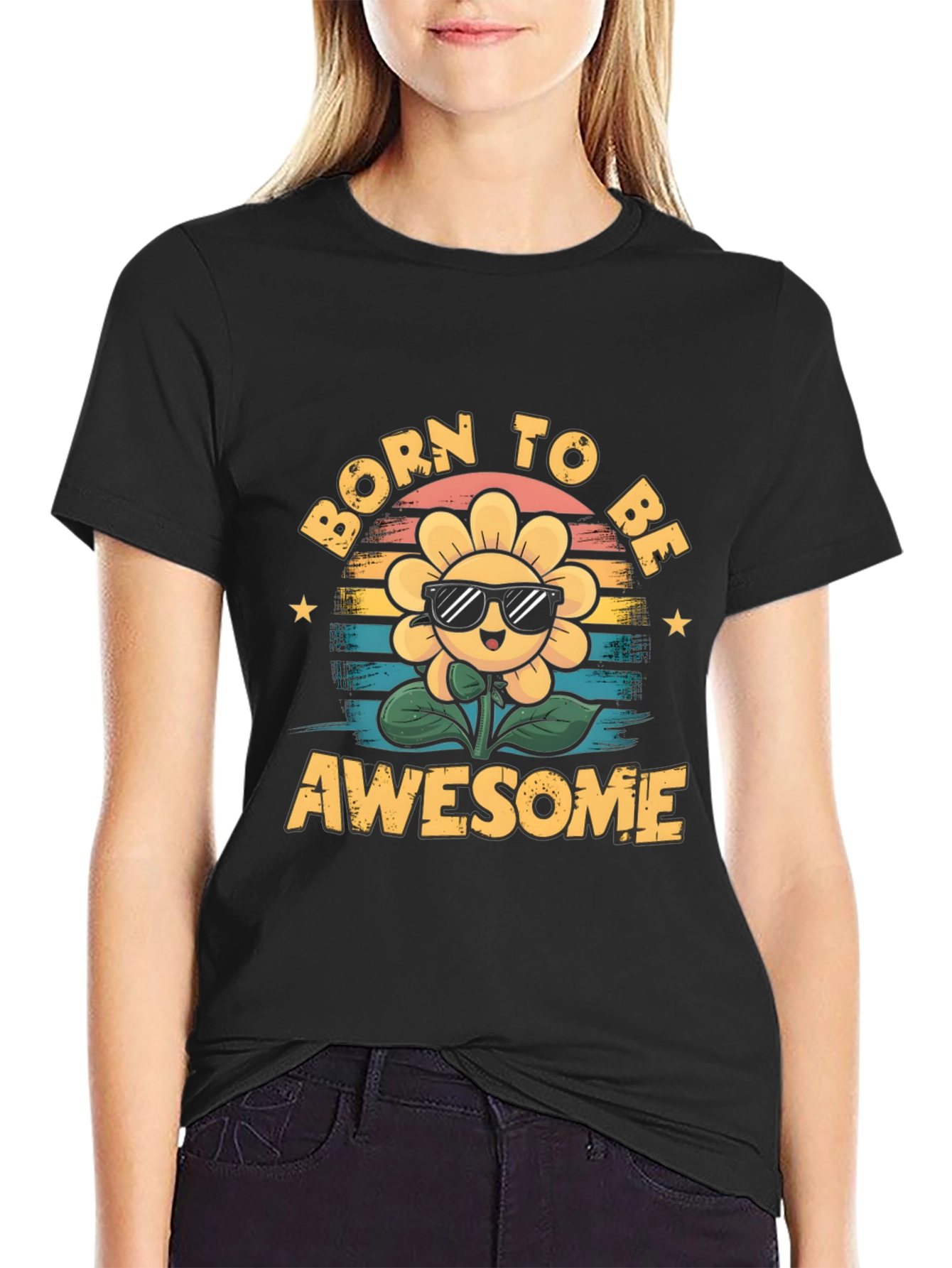 Born To Be Awesome Sunflower Graphic Tee