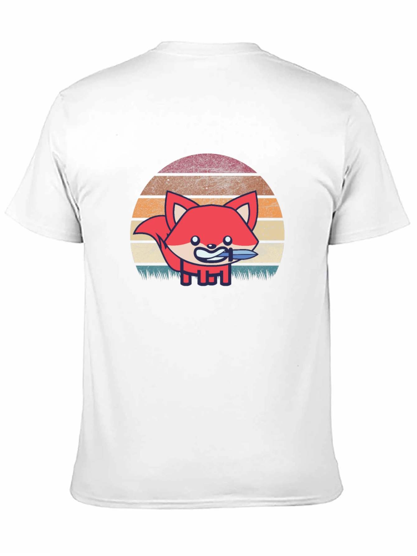 Fox With Knife Retro Style Graphic T-Shirt