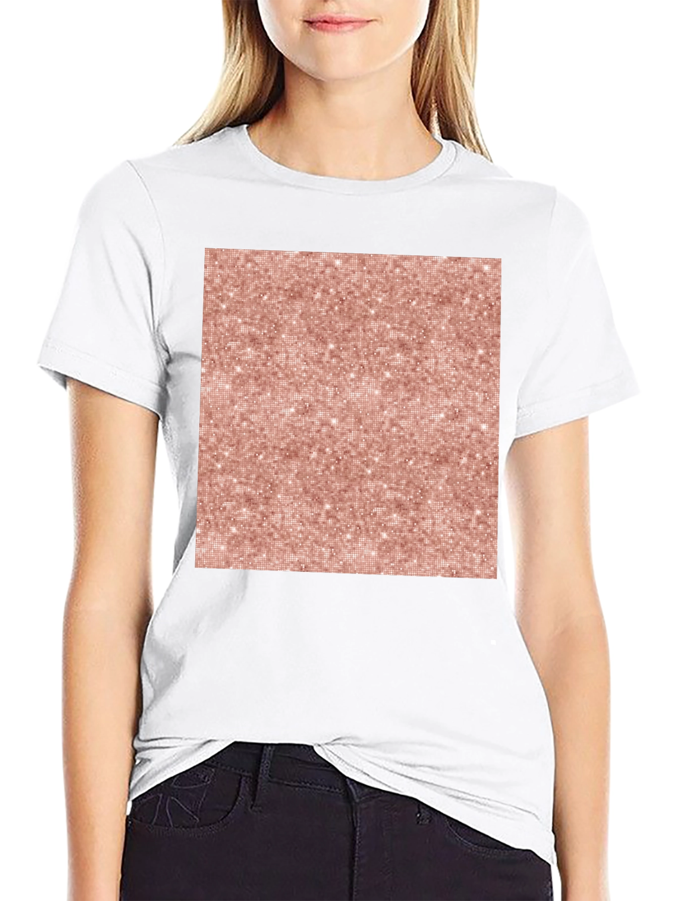 Stylish Black Tee with Rose Gold Pattern