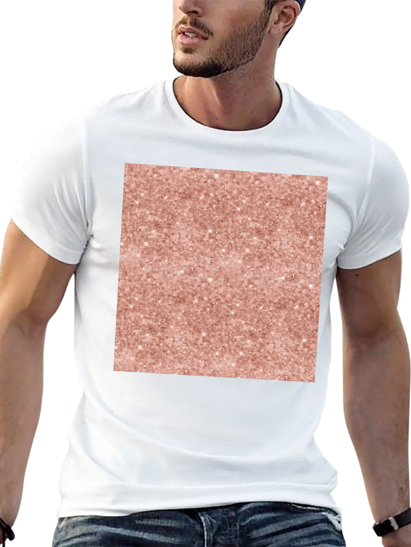 Stylish Black Tee with Rose Gold Pattern