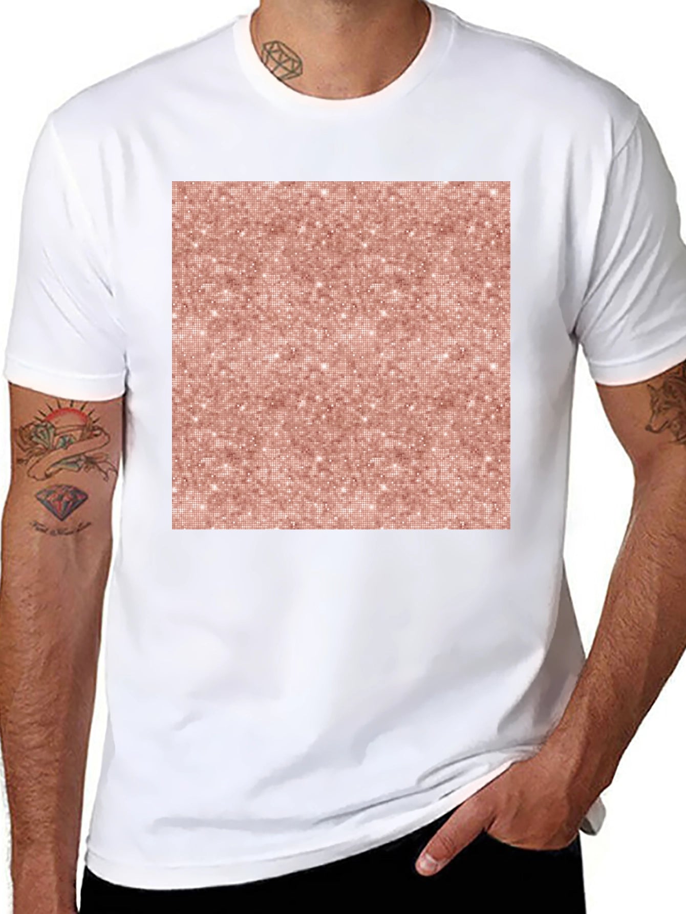 Stylish Black Tee with Rose Gold Pattern