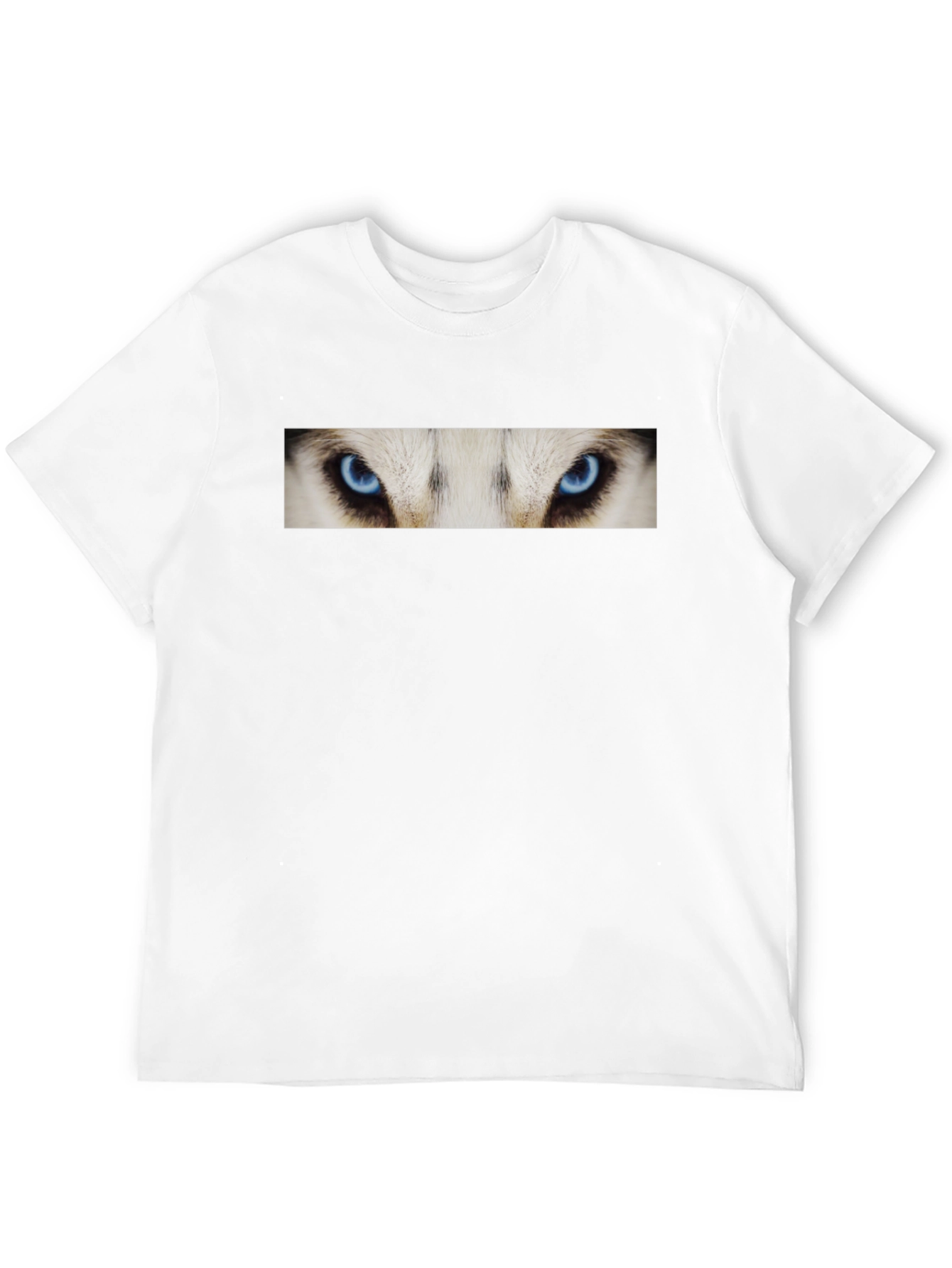 Black T-Shirt with Striking Wolf Eyes Graphic Print