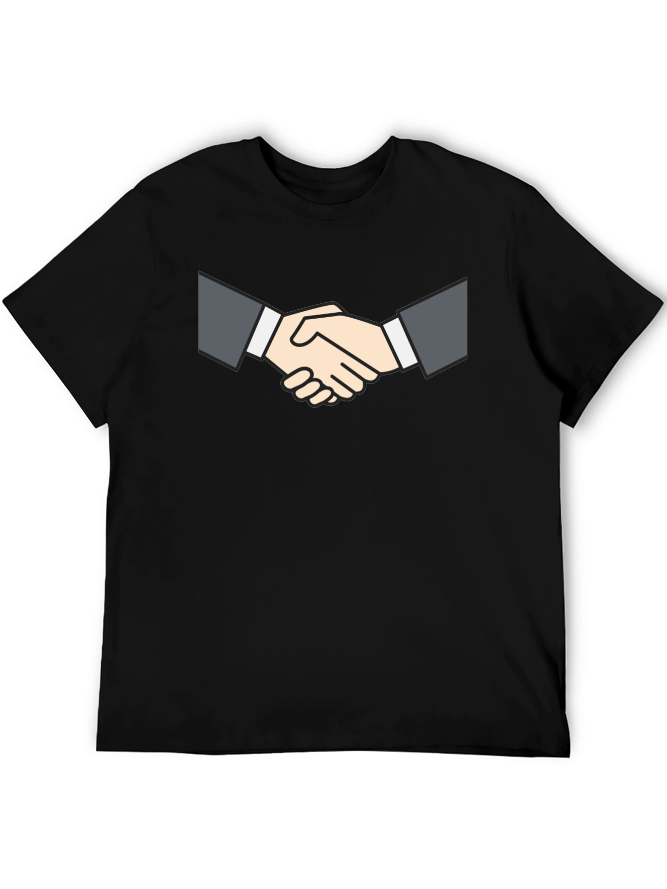 Business Handshake Graphic Tee - Black Short Sleeve