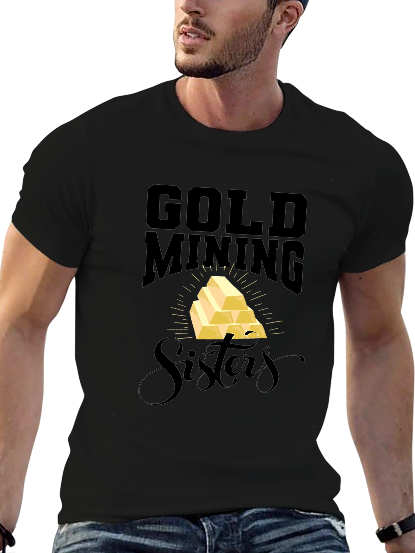 Gold Mining Sisters Black T-Shirt