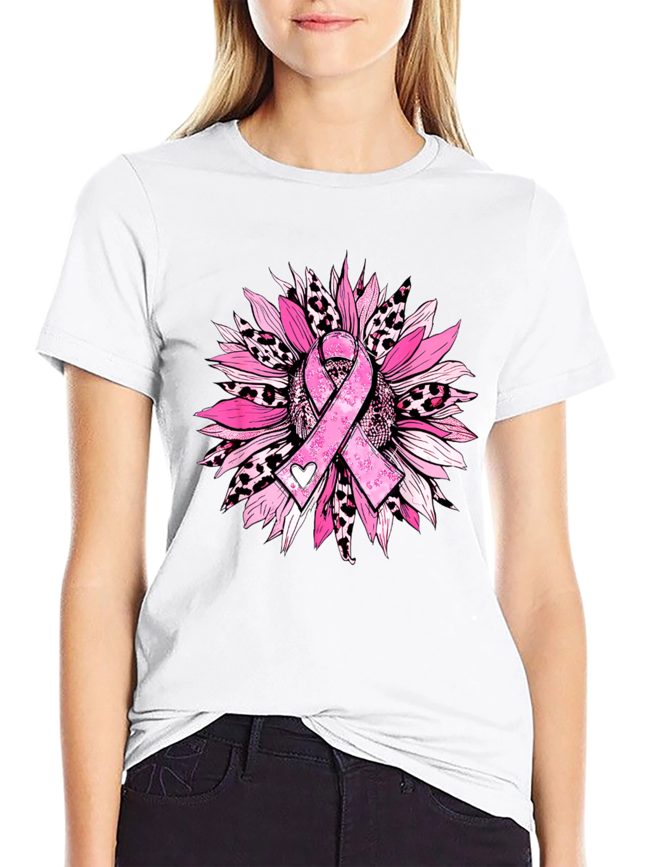 Breast Cancer Awareness Sunflower Tee