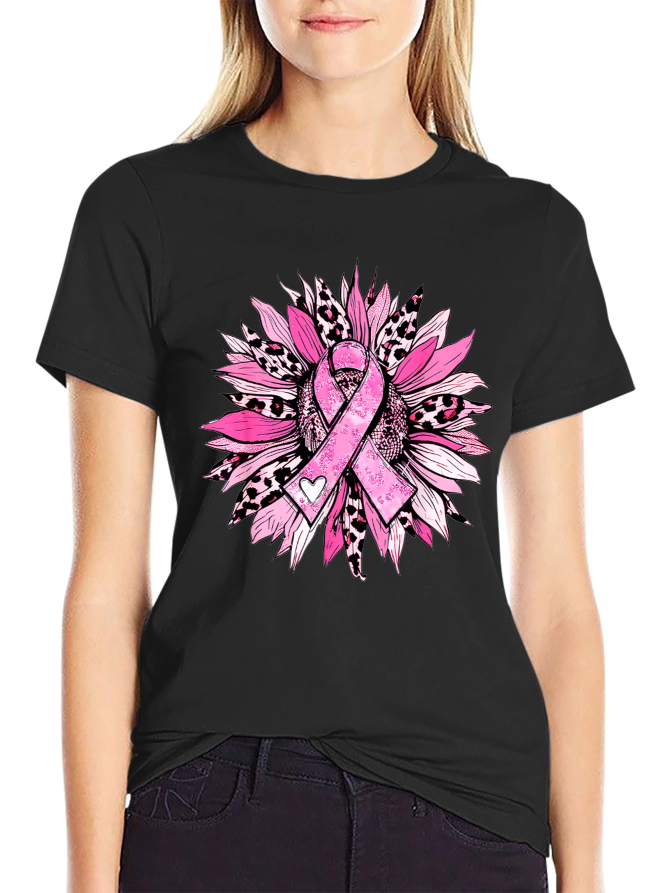 Breast Cancer Awareness Sunflower Tee