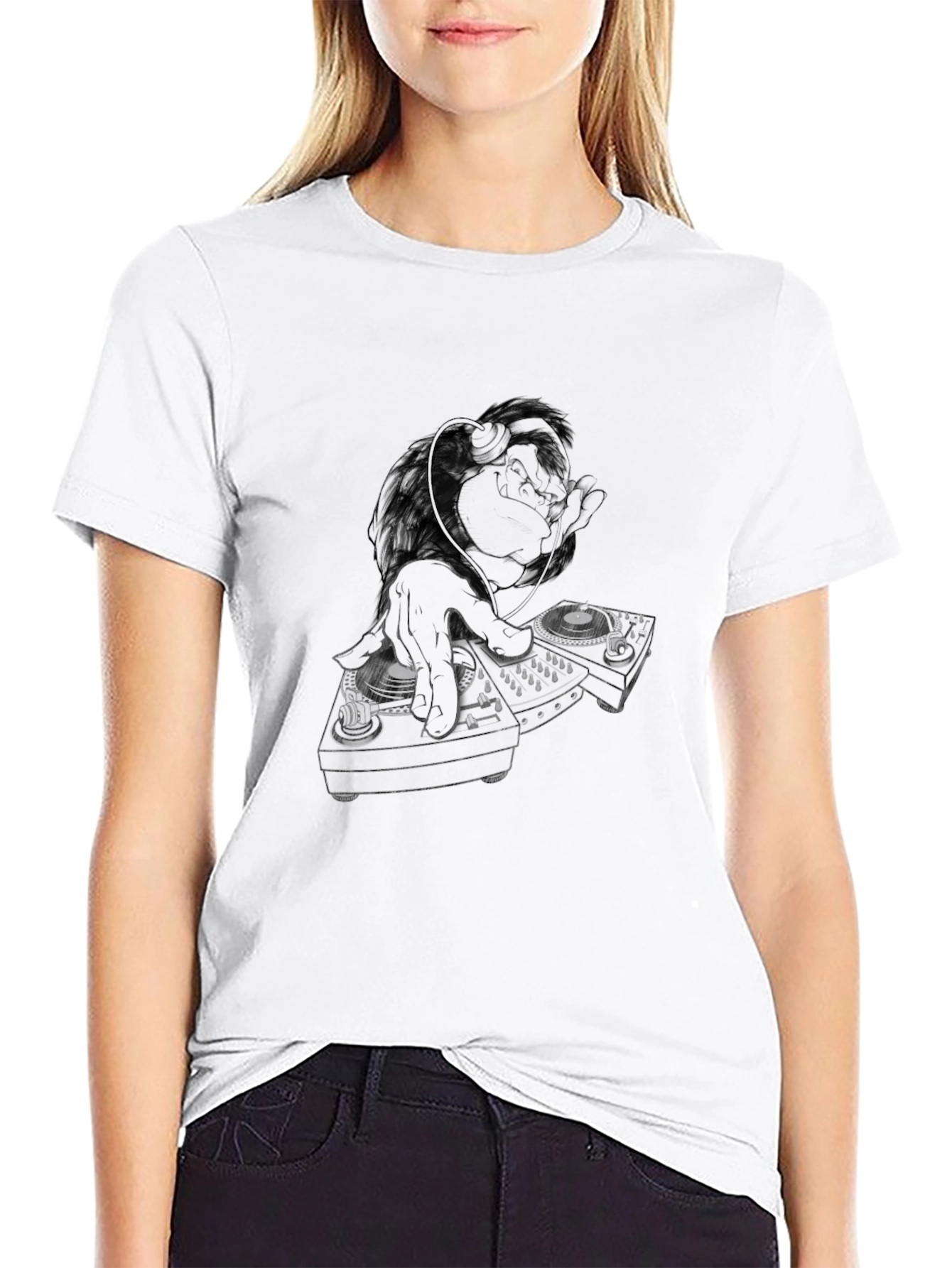 DJ Monkey Black T-Shirt - Cool Graphic Tee