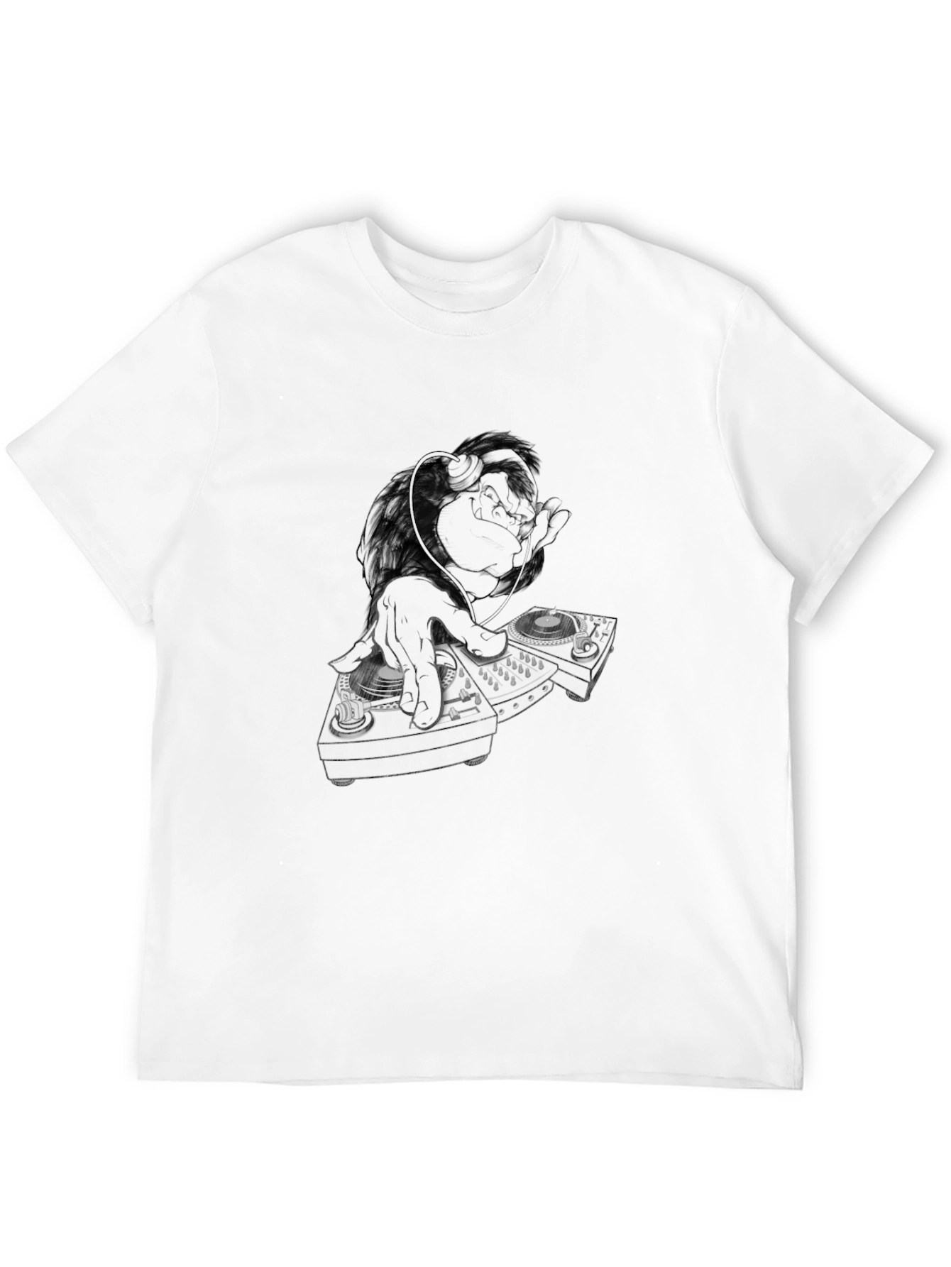 DJ Monkey Black T-Shirt - Cool Graphic Tee