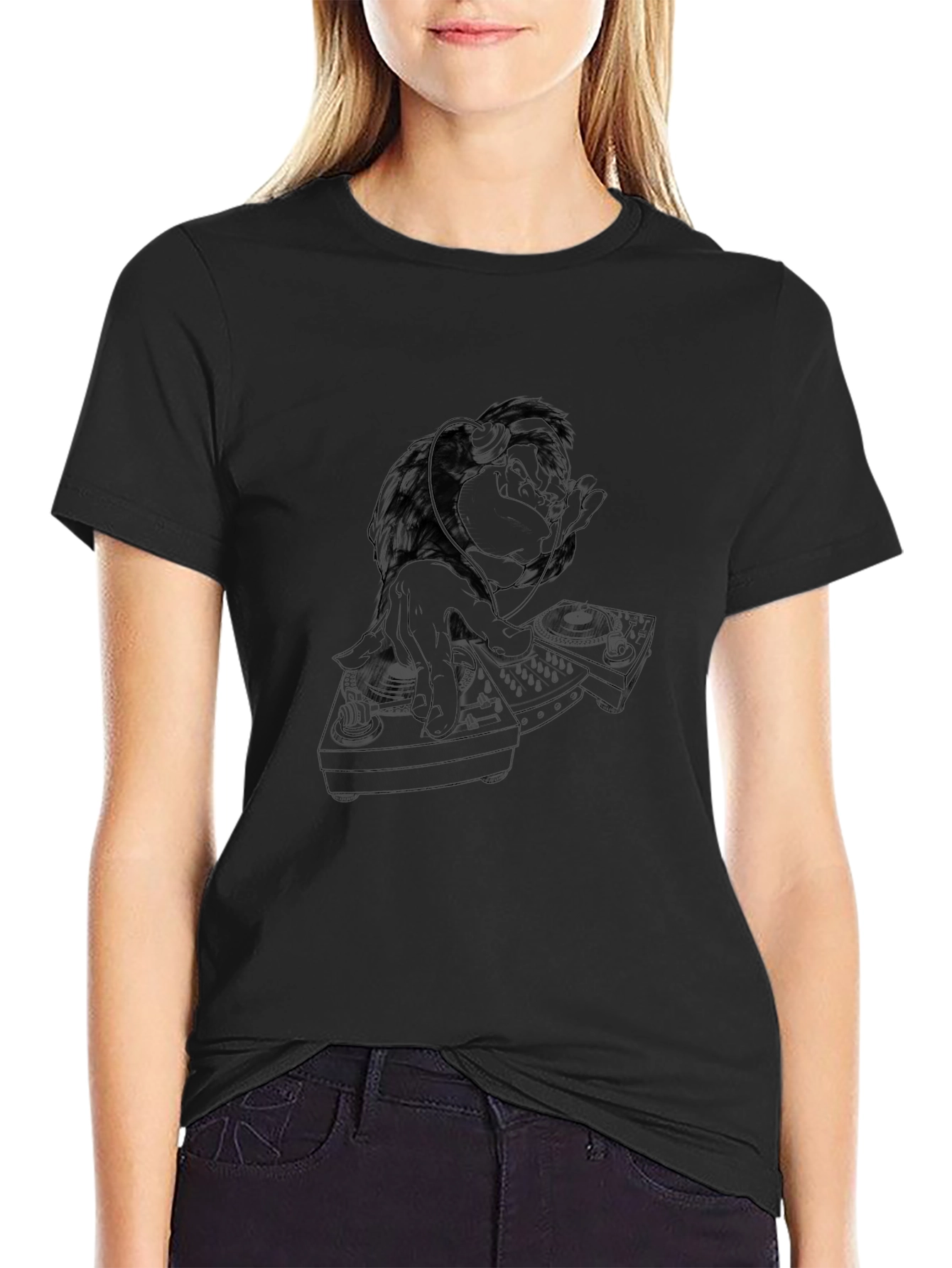 DJ Monkey Black T-Shirt - Cool Graphic Tee