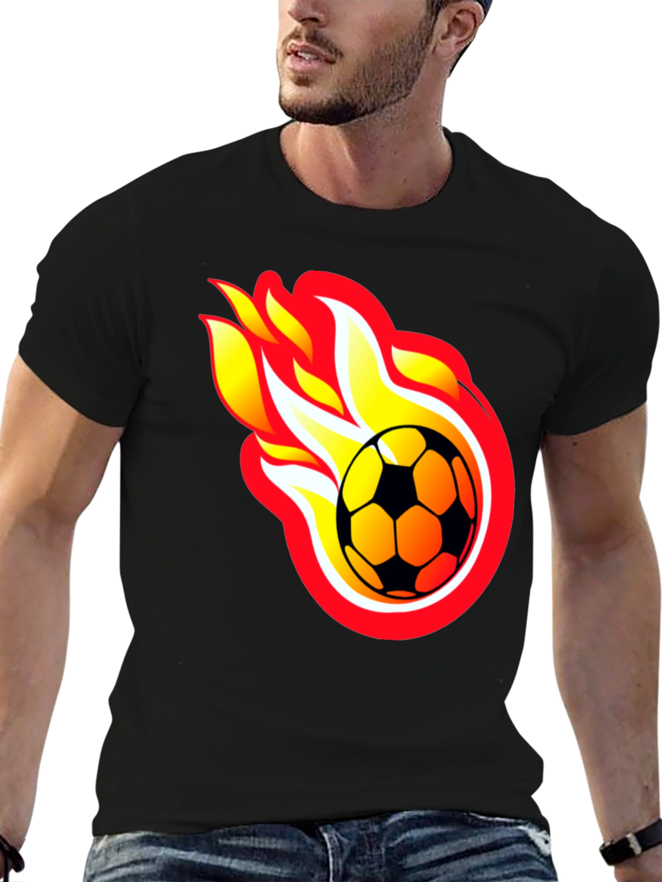 Flaming Soccer Ball Graphic Tee