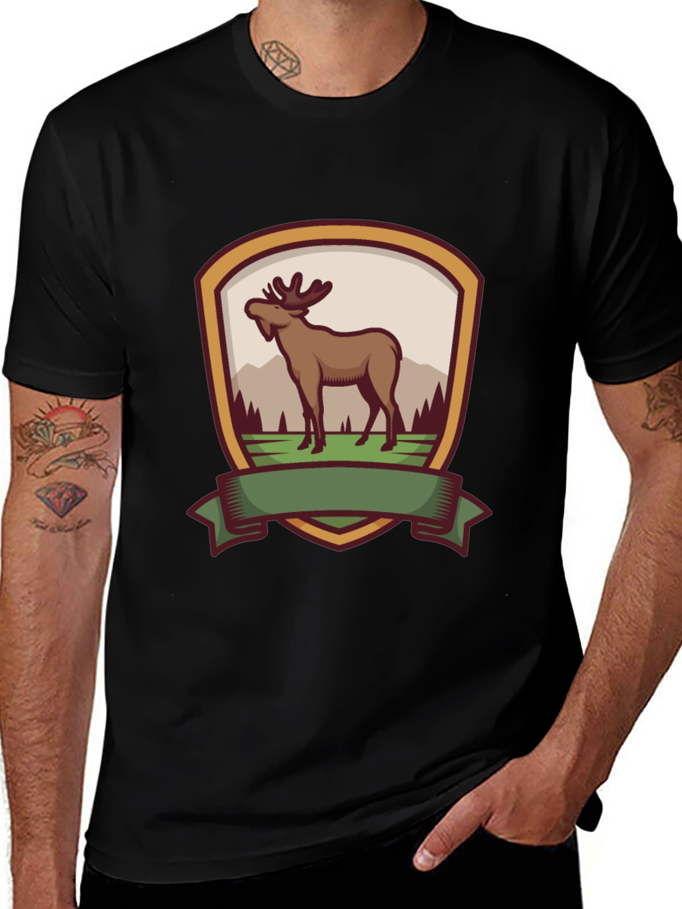 Moose Emblem Black T-Shirt