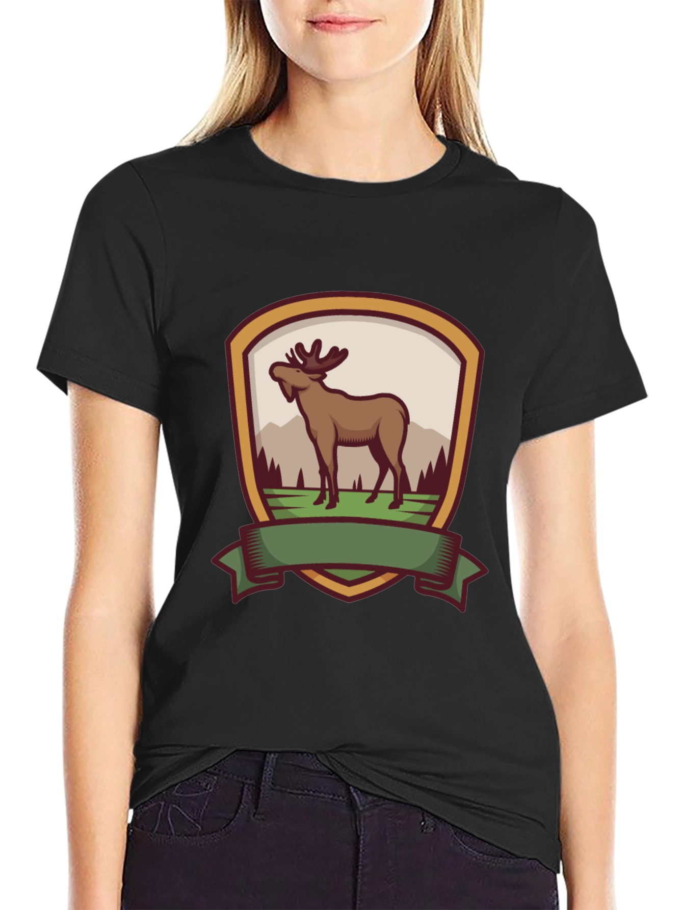 Moose Emblem Black T-Shirt