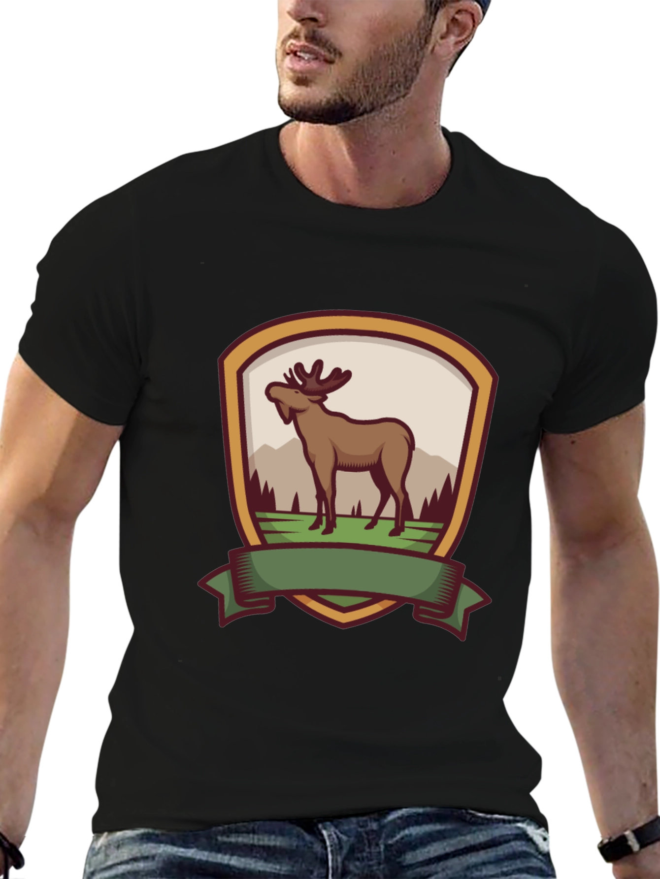 Moose Emblem Black T-Shirt