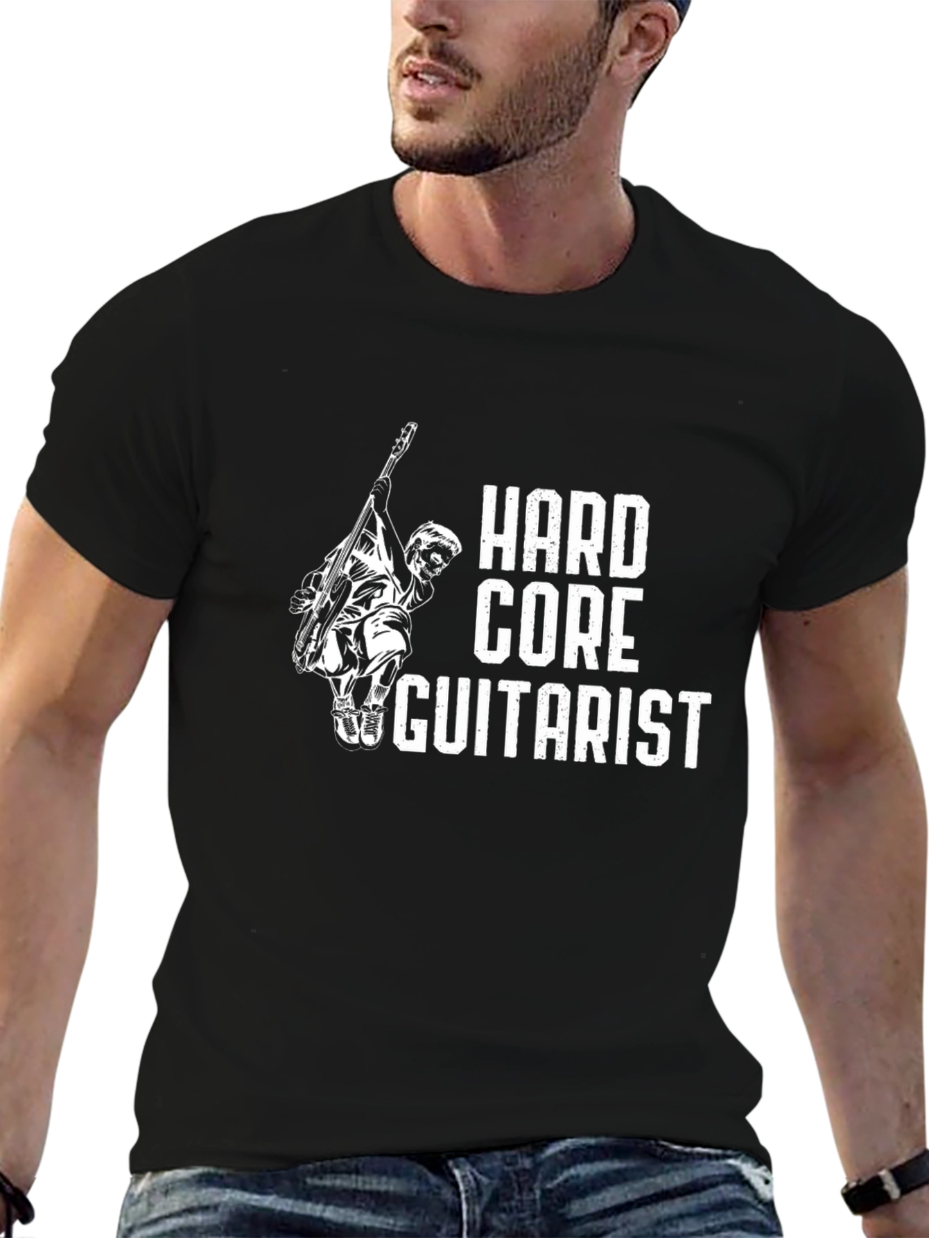Hardcore Guitarist Black Graphic T-Shirt