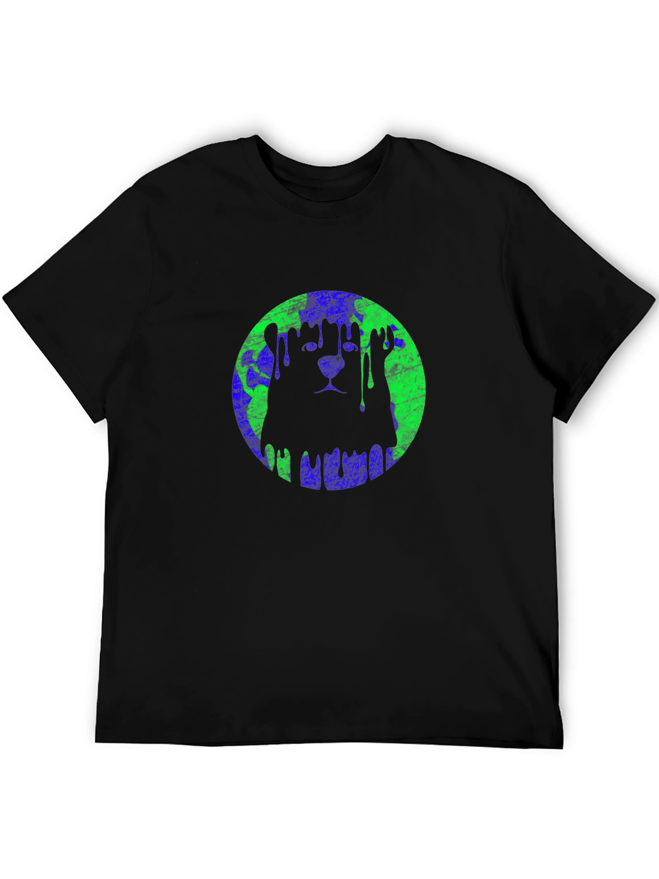 Graphic Lion Earth Drip Mens Black T-Shirt