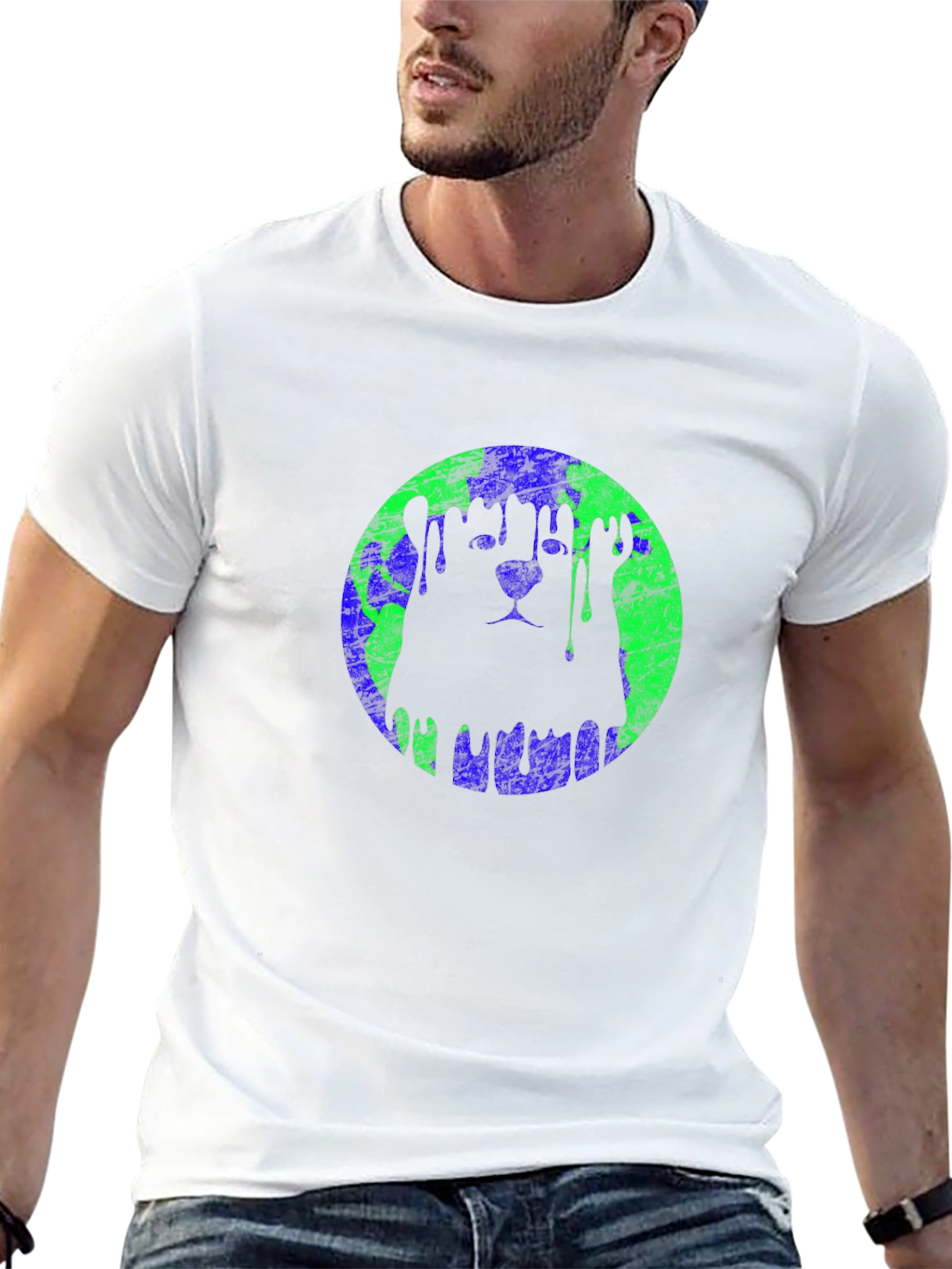 Graphic Lion Earth Drip Mens Black T-Shirt