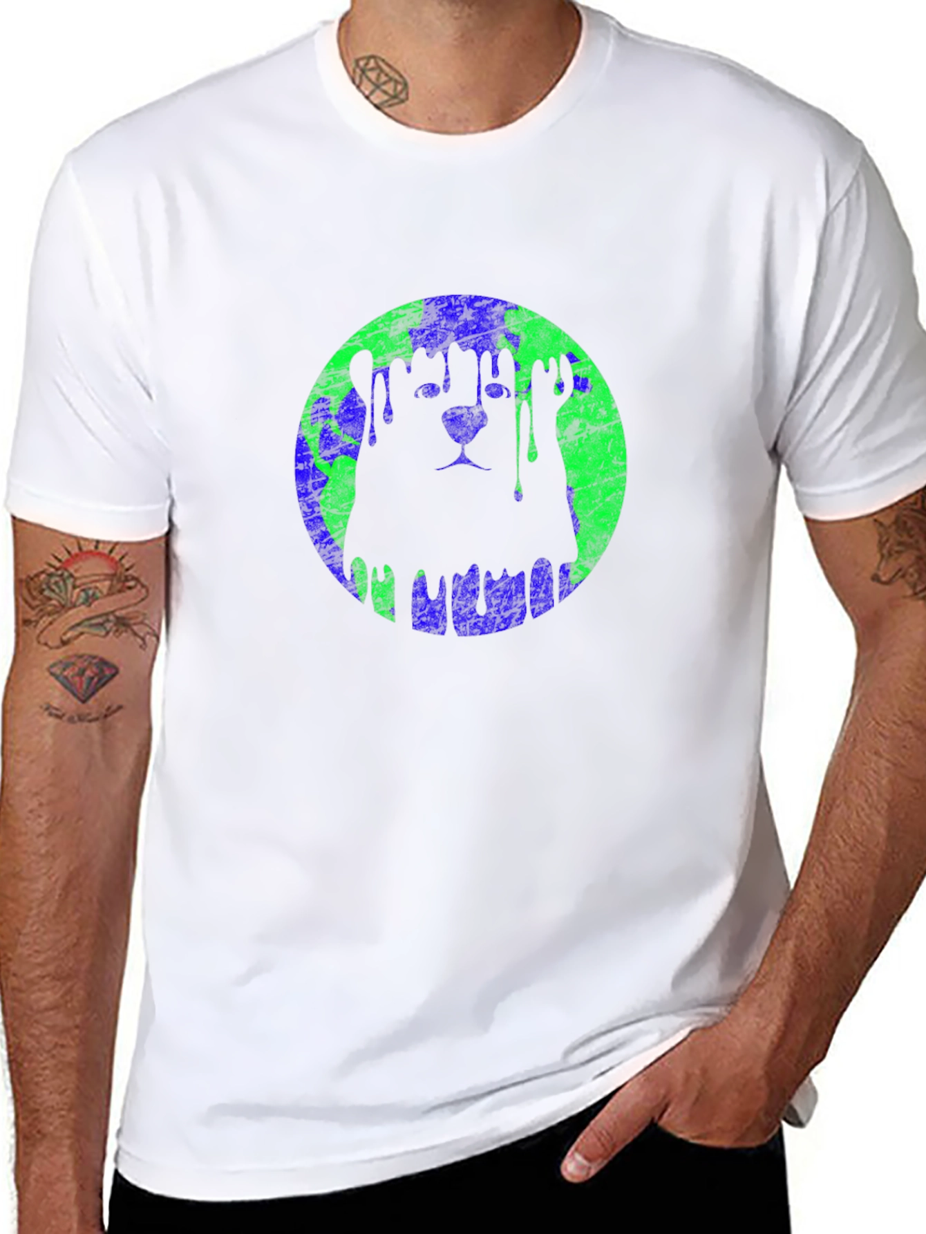 Graphic Lion Earth Drip Mens Black T-Shirt