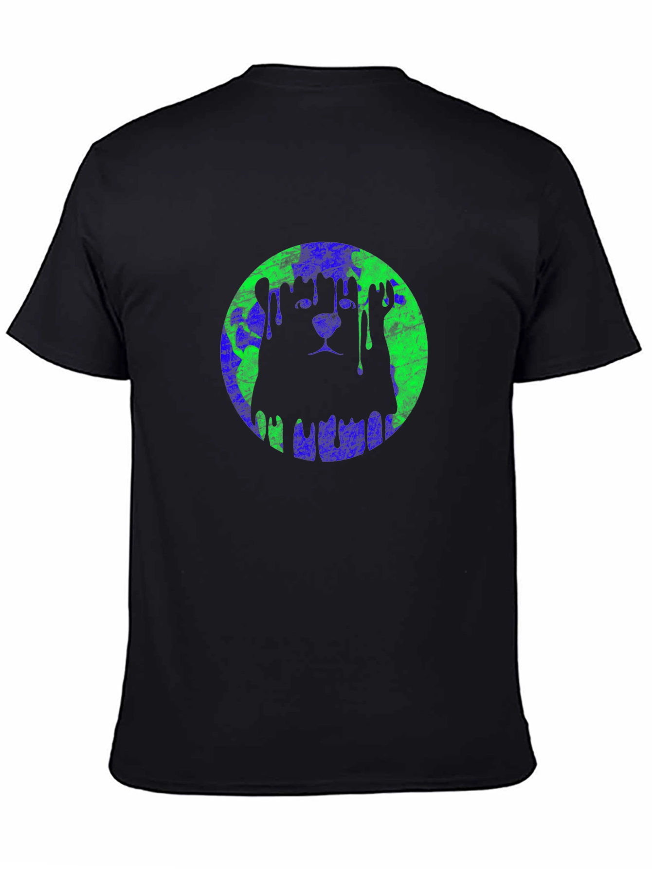 Graphic Lion Earth Drip Mens Black T-Shirt