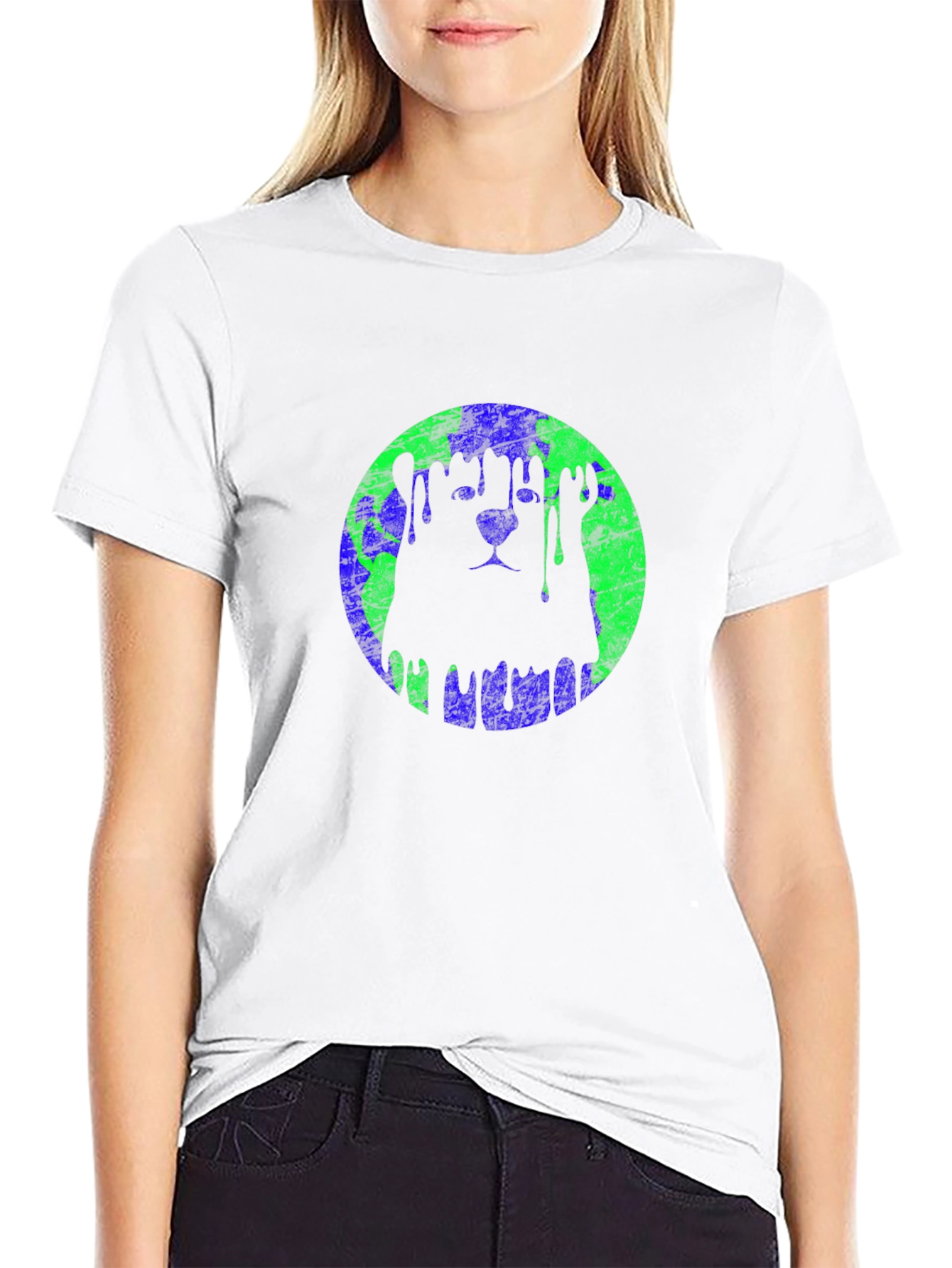Graphic Lion Earth Drip Mens Black T-Shirt