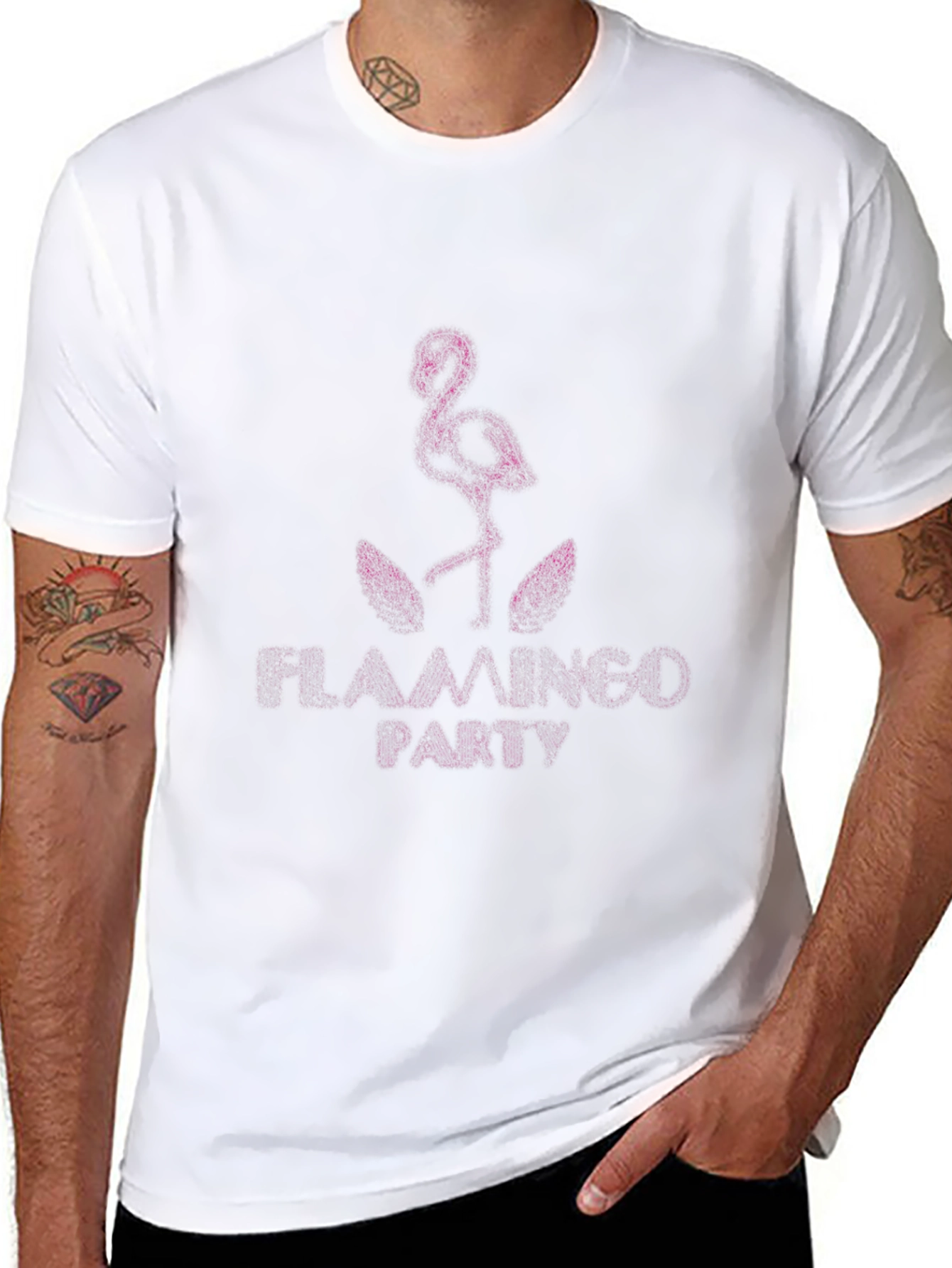 Flamingo Party Graphic Tee - Trendy Black T-Shirt