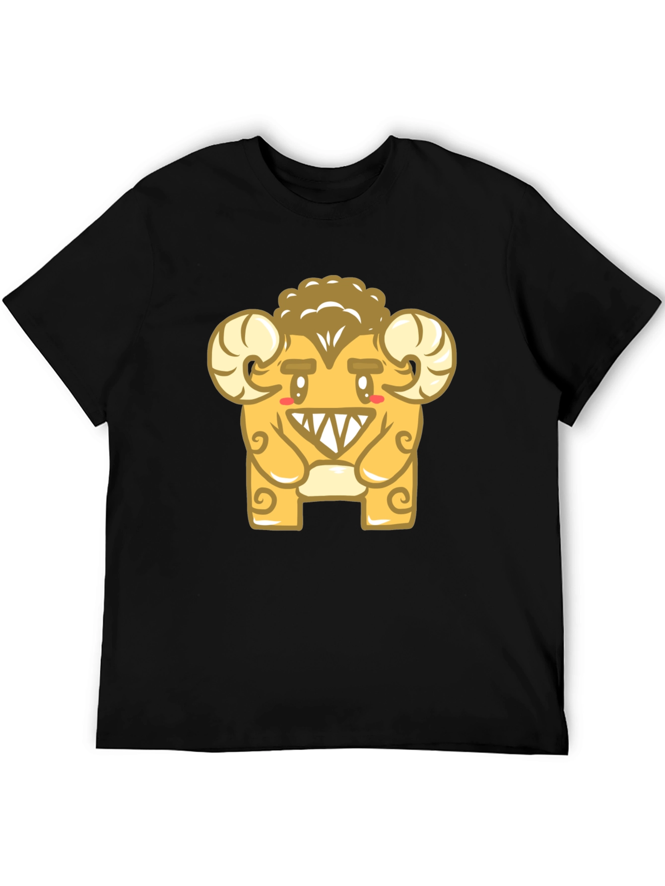 Monster Ram Graphic Tee - Black Cotton Blend
