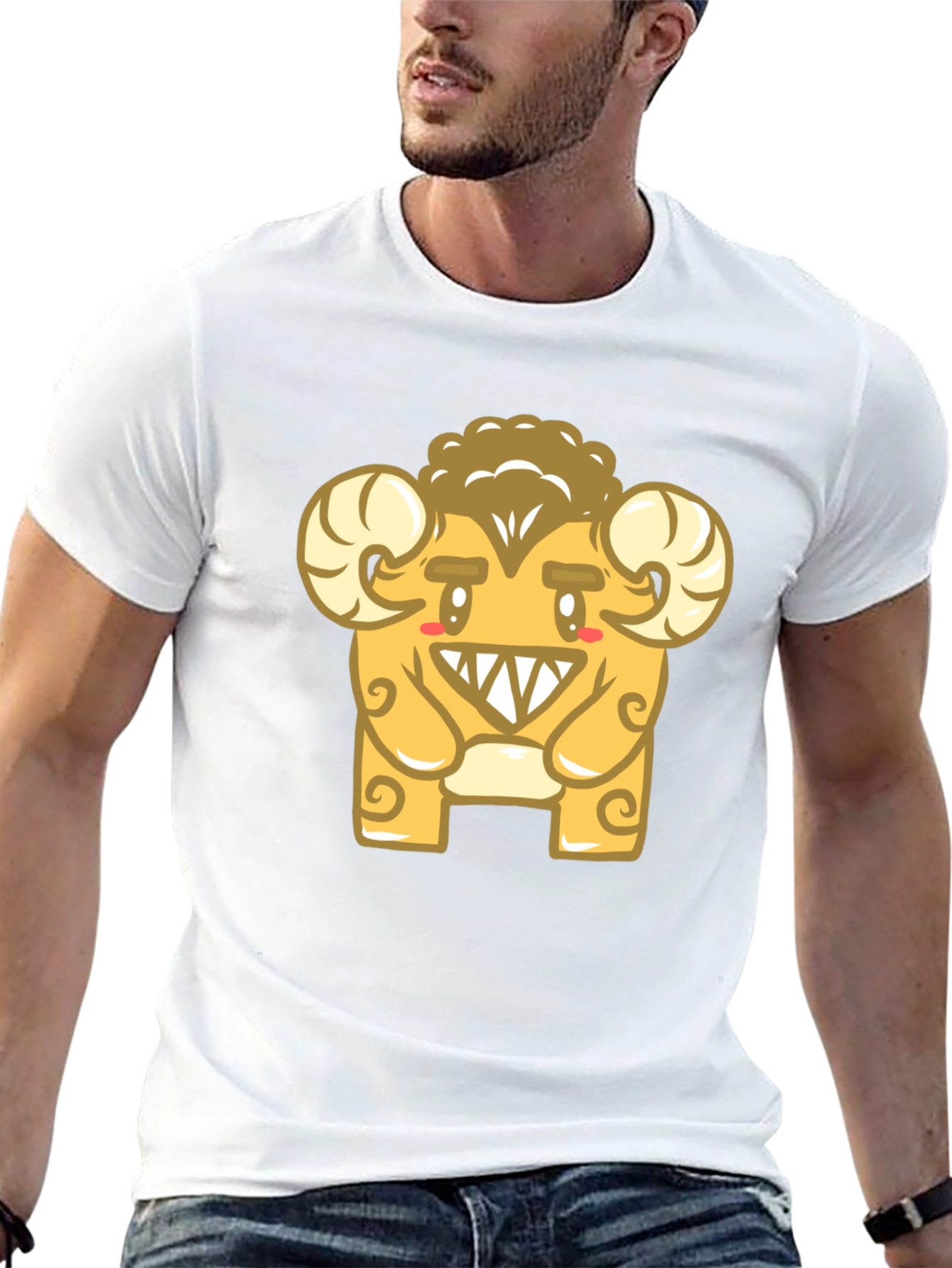 Monster Ram Graphic Tee - Black Cotton Blend