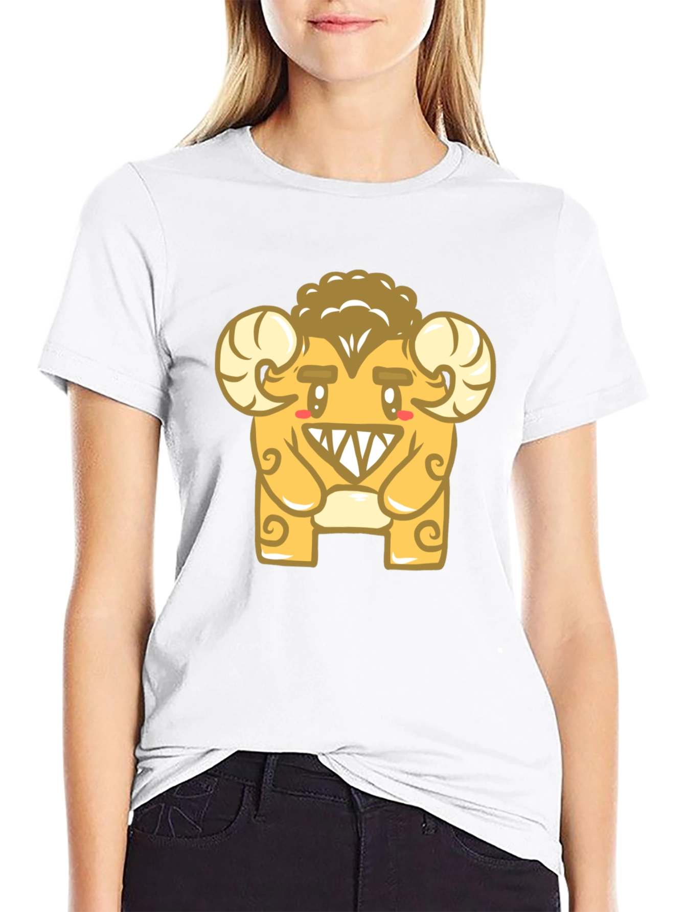 Monster Ram Graphic Tee - Black Cotton Blend
