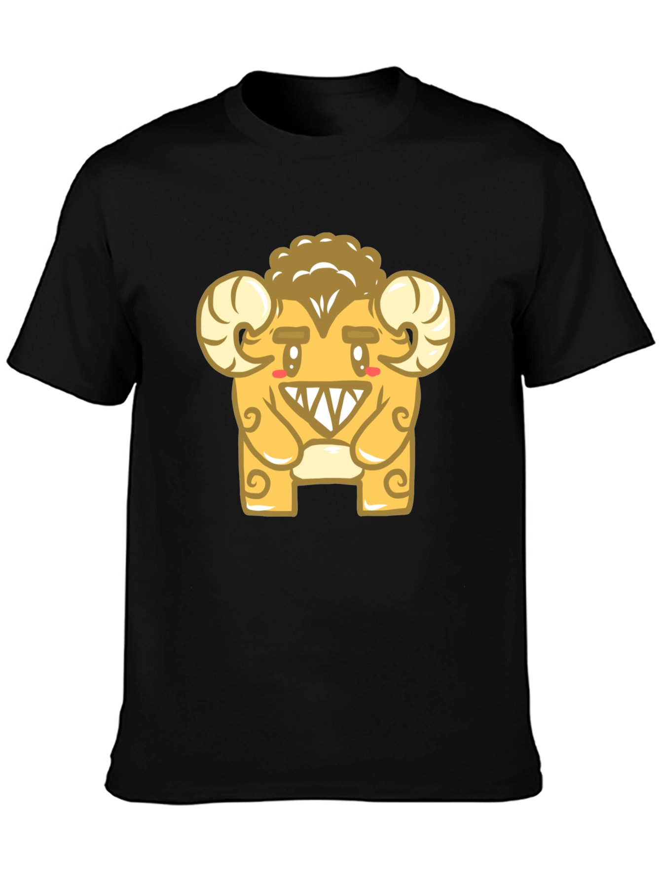 Monster Ram Graphic Tee - Black Cotton Blend