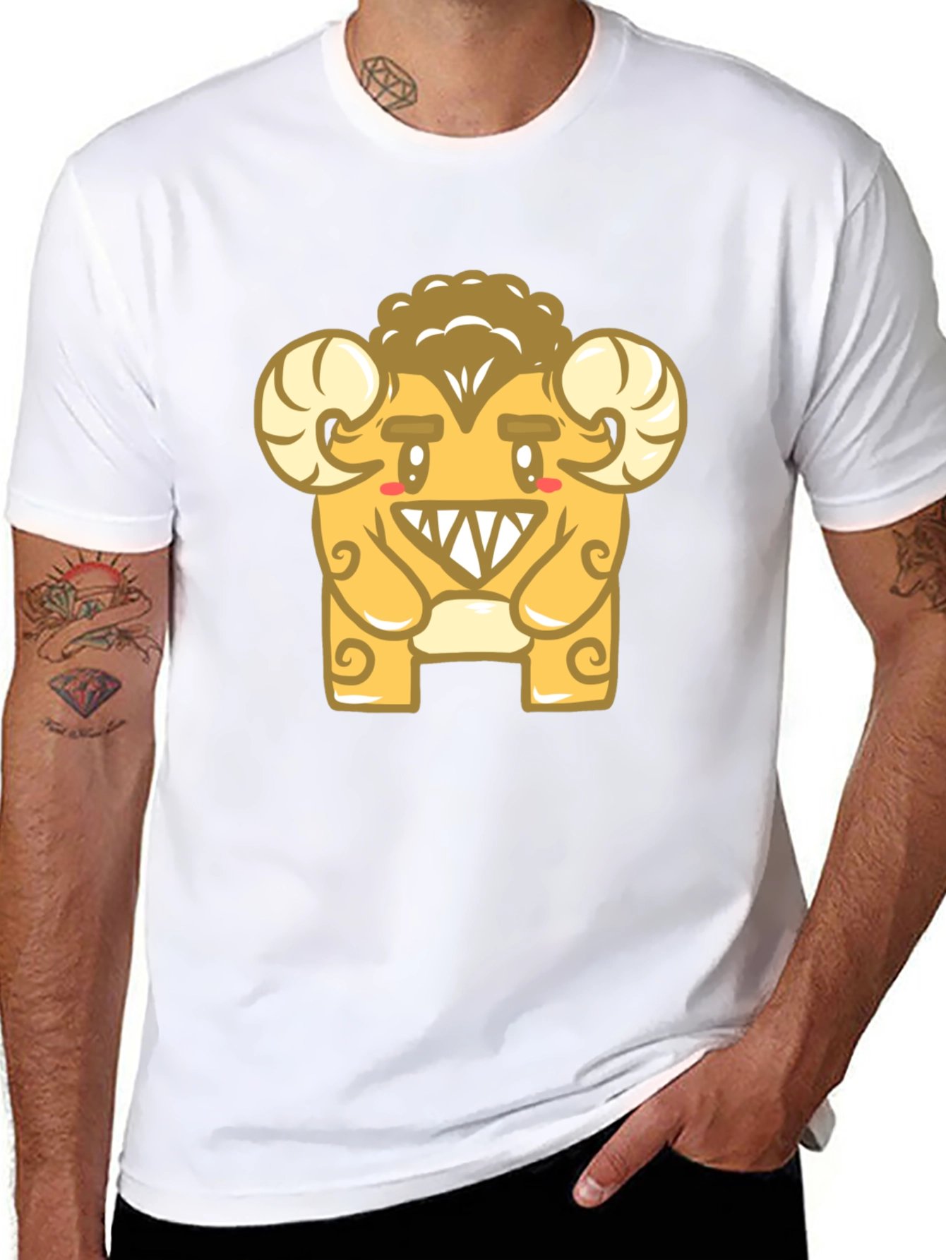 Monster Ram Graphic Tee - Black Cotton Blend
