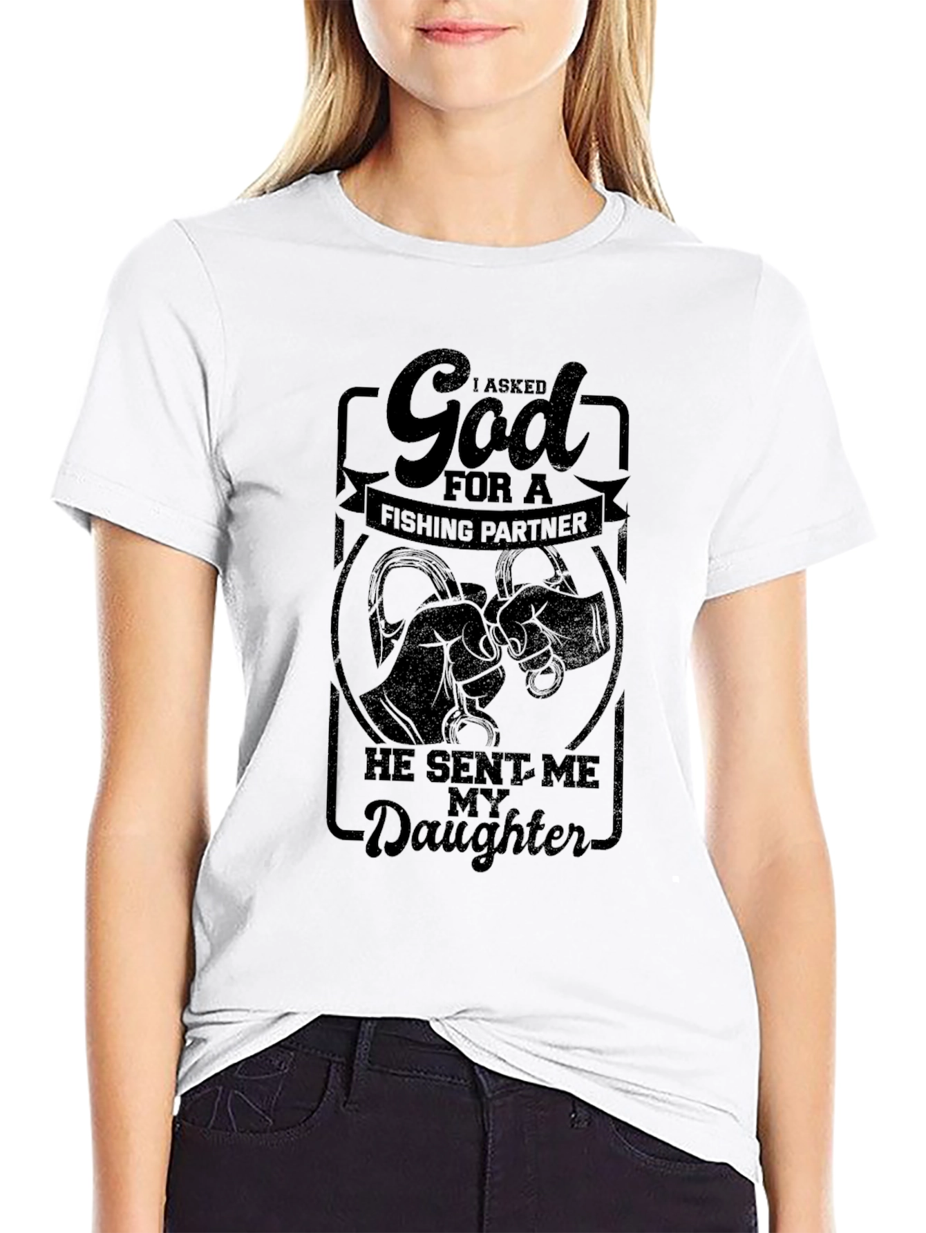 Fishing Partner Daughter Black Graphic T-Shirt