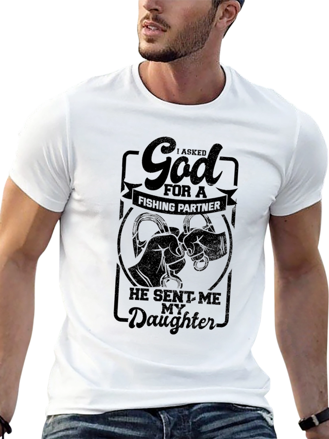 Fishing Partner Daughter Black Graphic T-Shirt