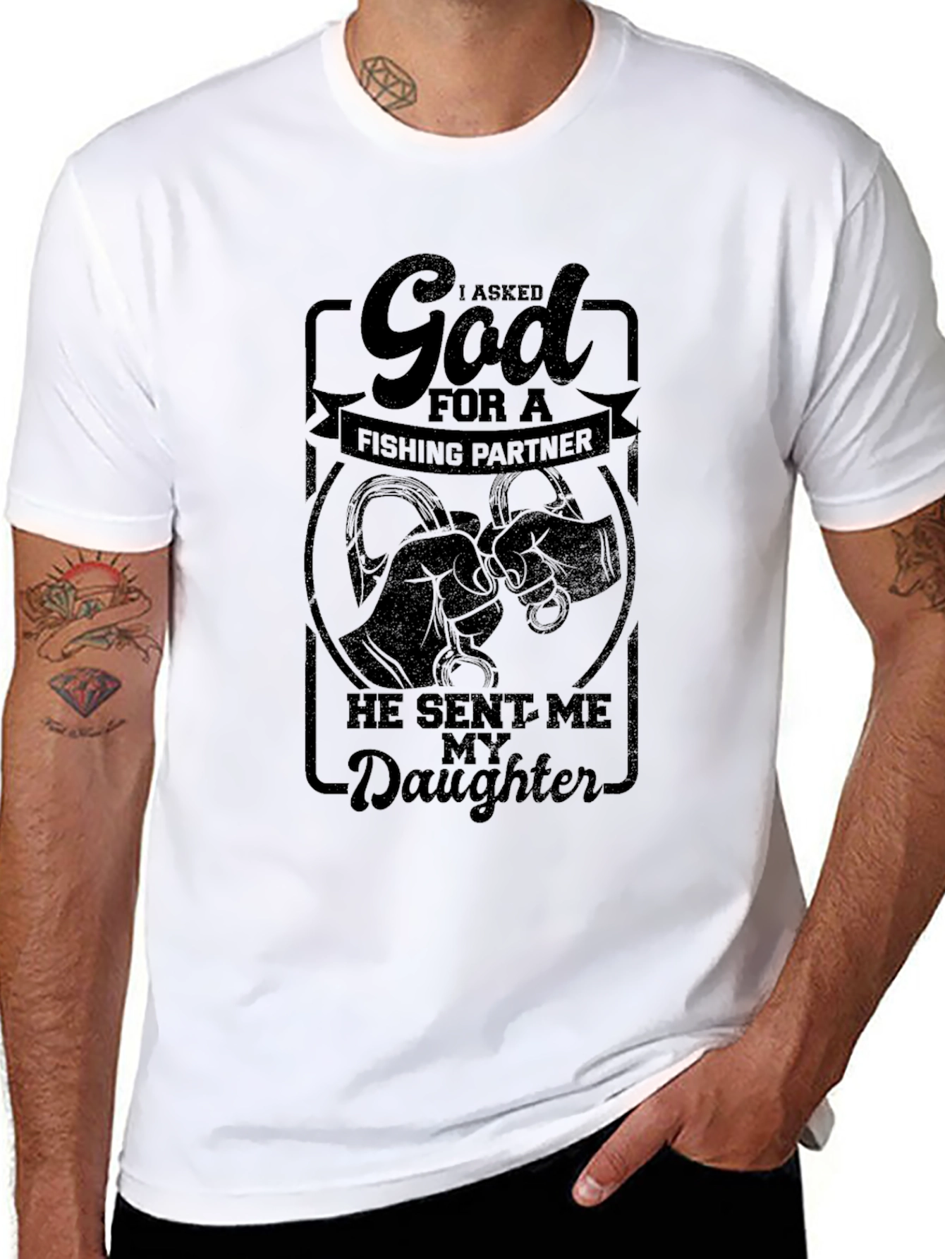 Fishing Partner Daughter Black Graphic T-Shirt