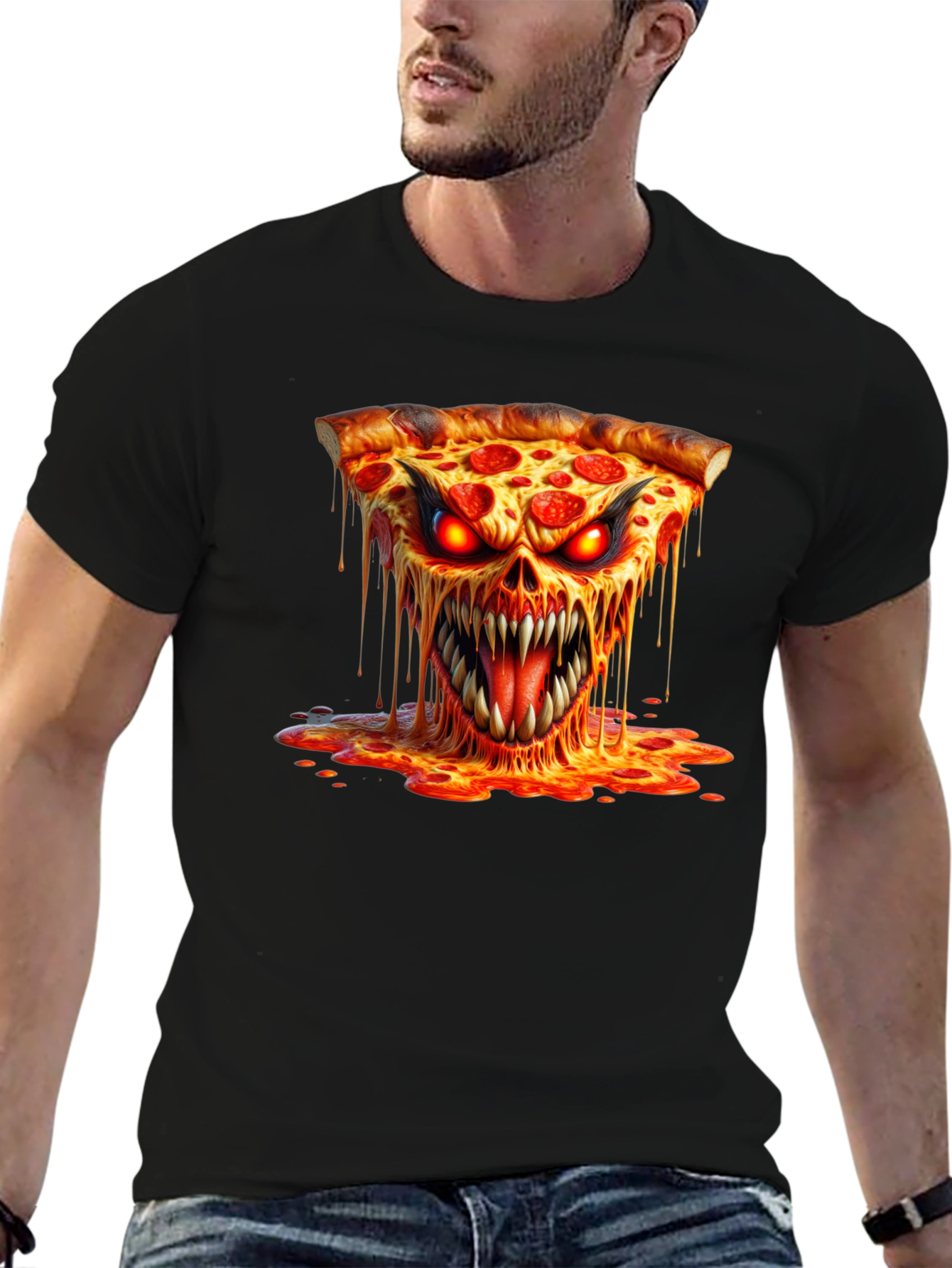 Pizza Monster Graphic T-Shirt - Unique Design