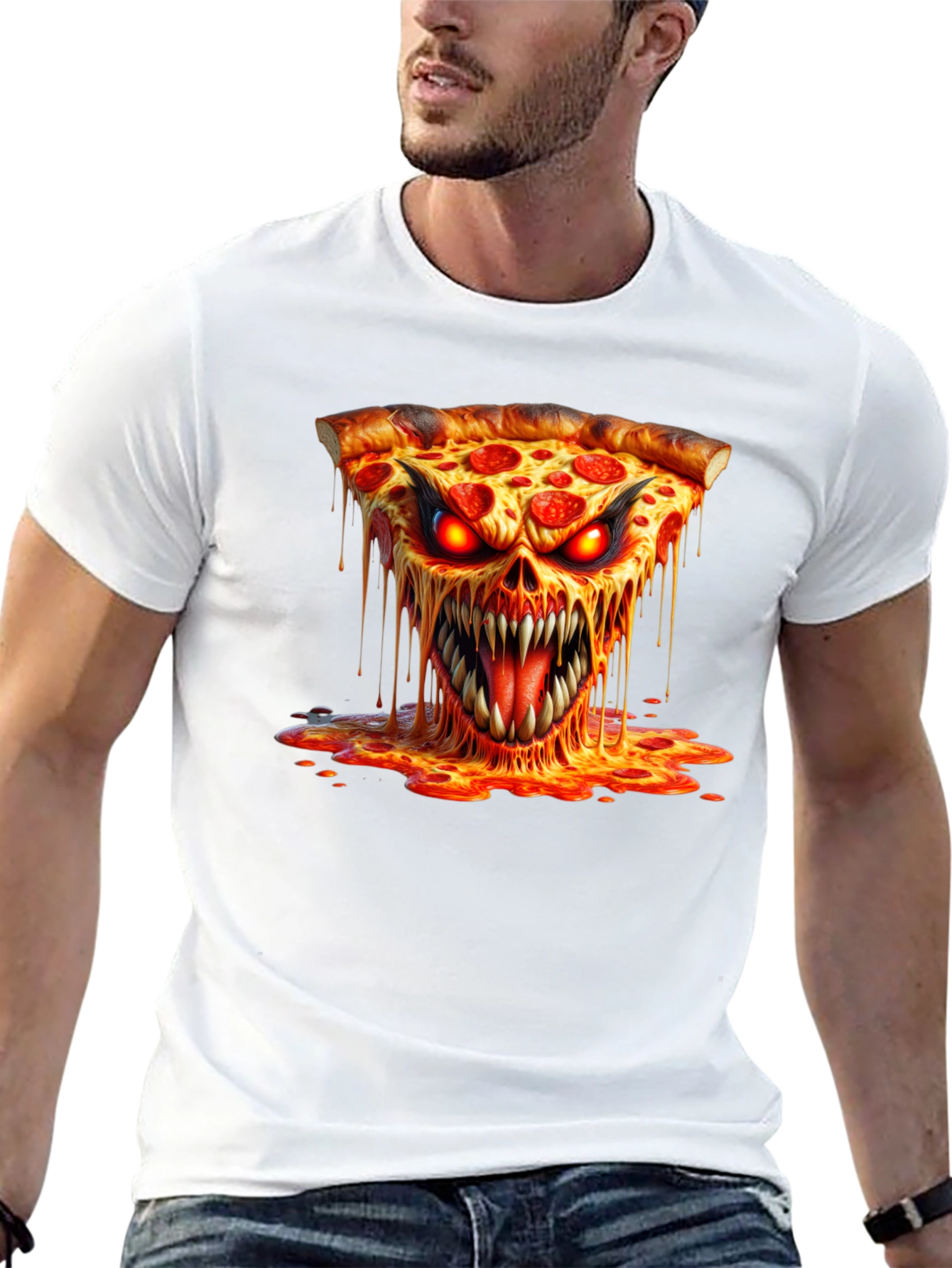 Pizza Monster Graphic T-Shirt - Unique Design