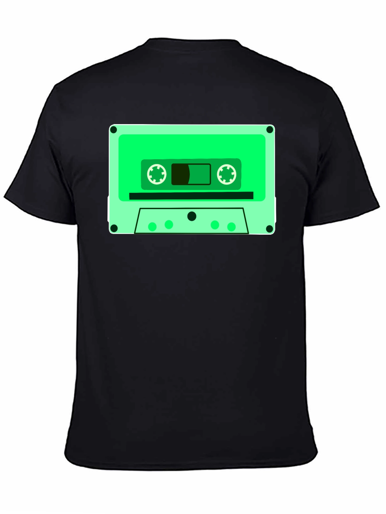 Retro Cassette Tape Graphic Tee - Black Cotton Blend