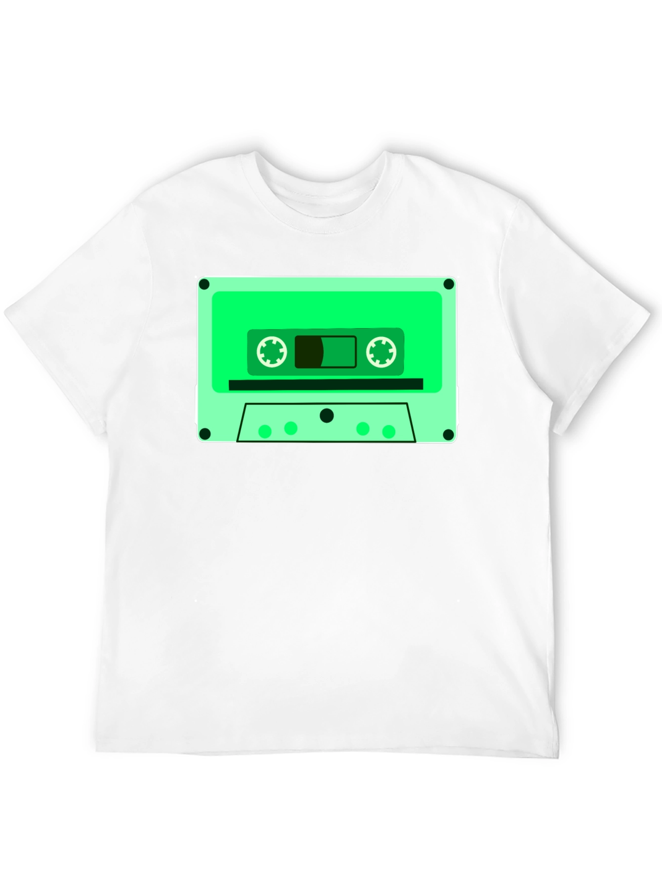 Retro Cassette Tape Graphic Tee - Black Cotton Blend