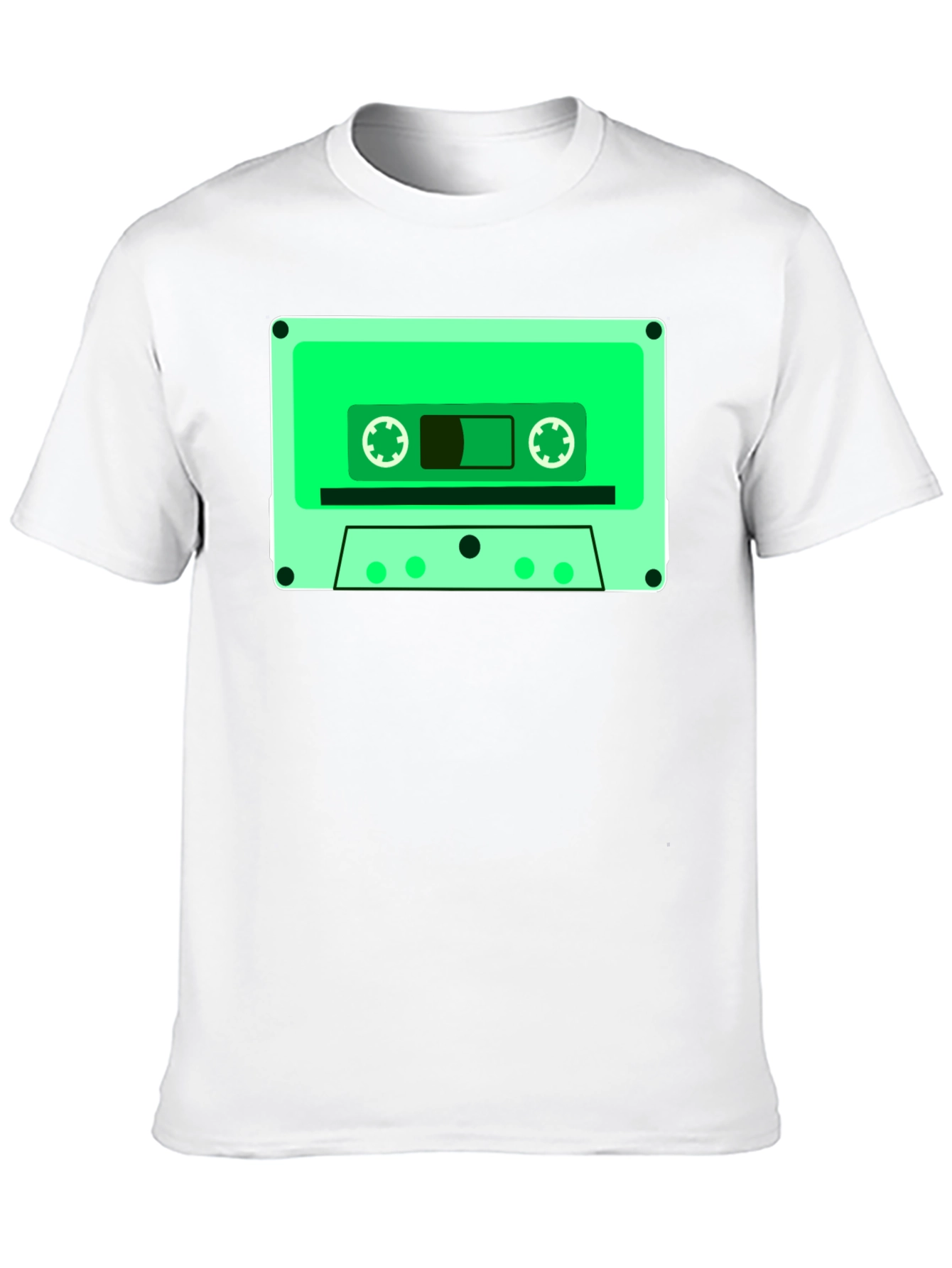 Retro Cassette Tape Graphic Tee - Black Cotton Blend