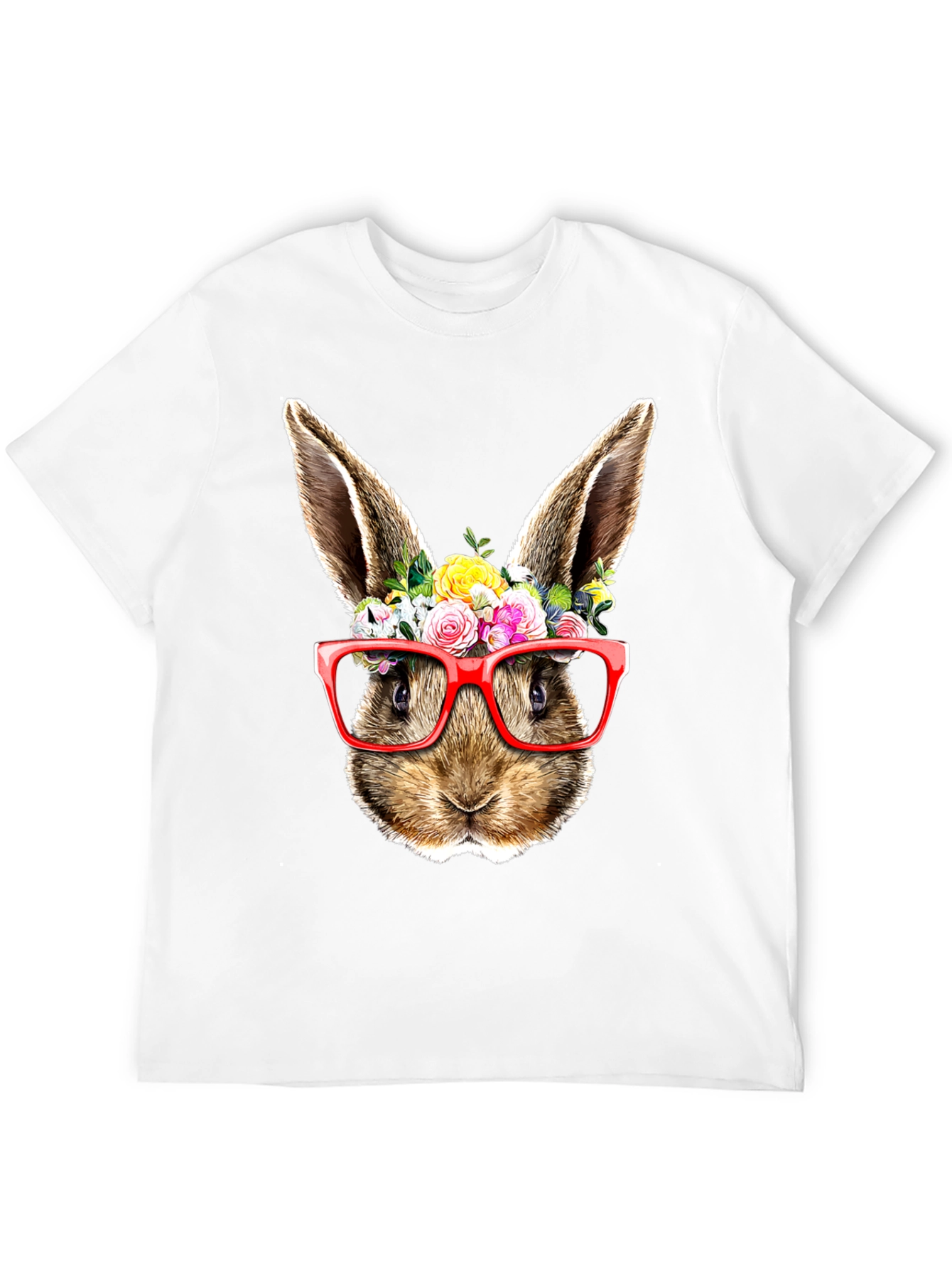 Bunny Floral Glasses Black T-Shirt