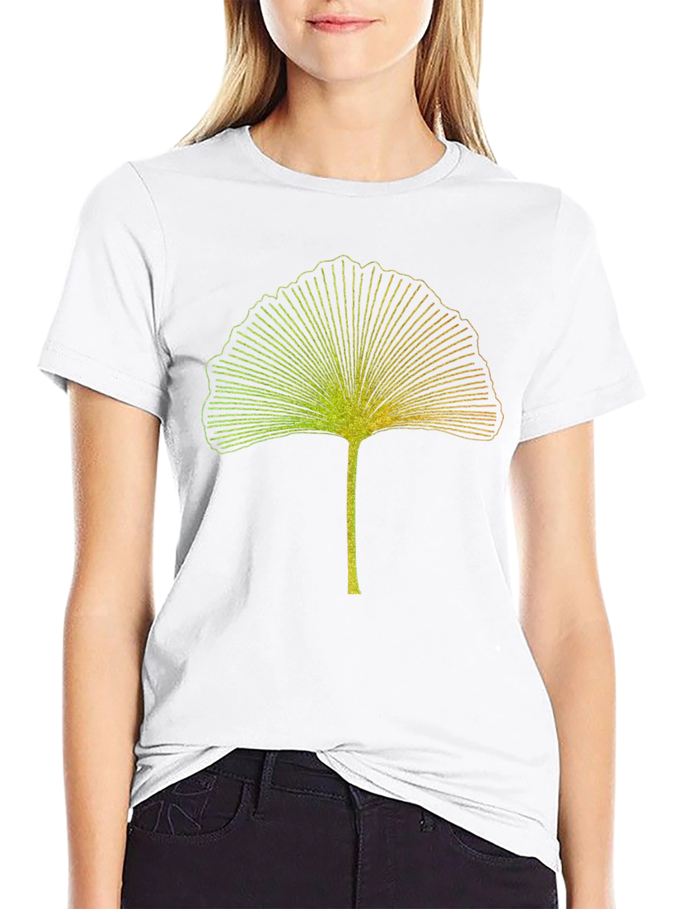 Ginkgo Leaf Graphic Tee - Stylish Black T-Shirt