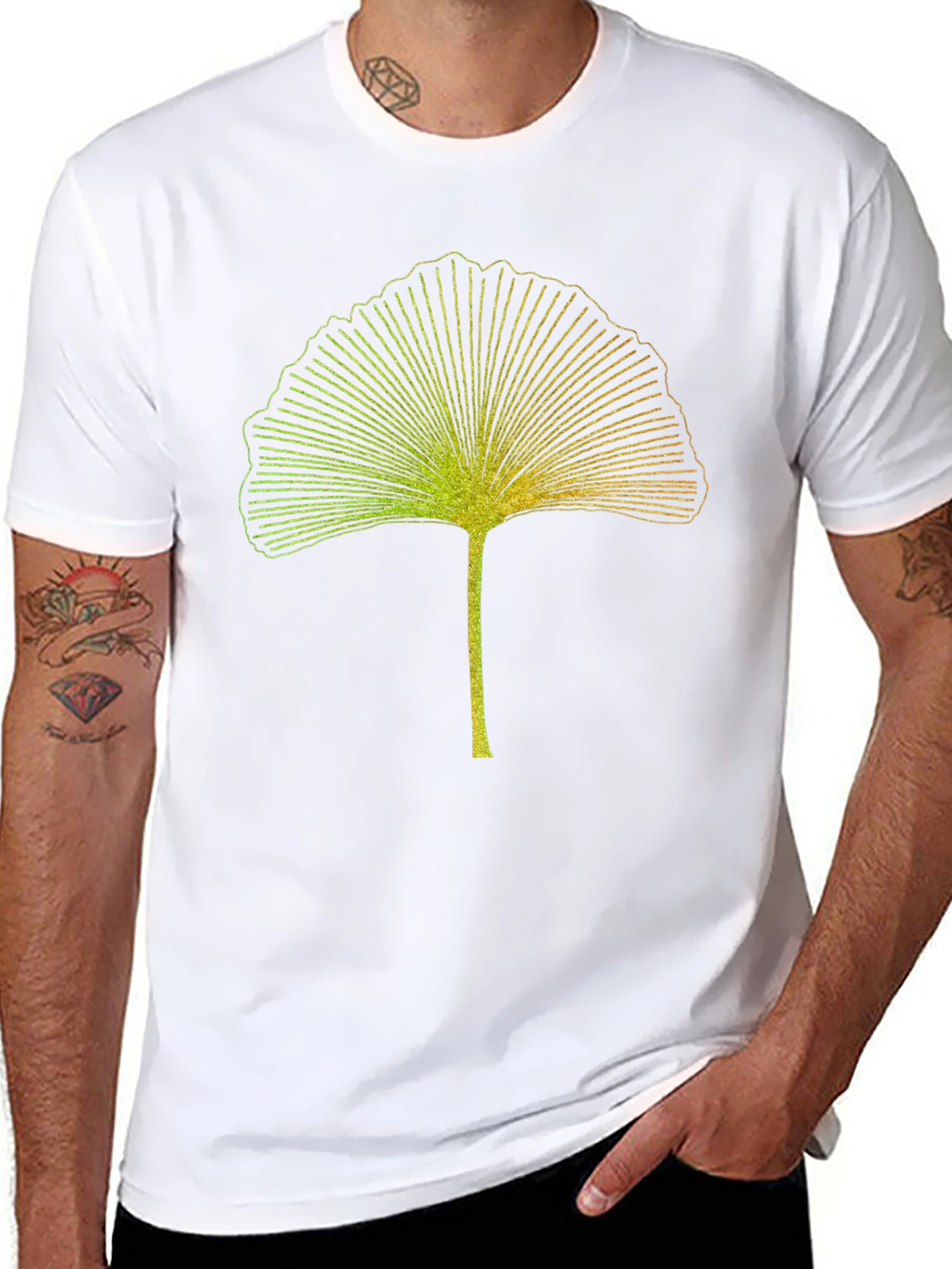 Ginkgo Leaf Graphic Tee - Stylish Black T-Shirt