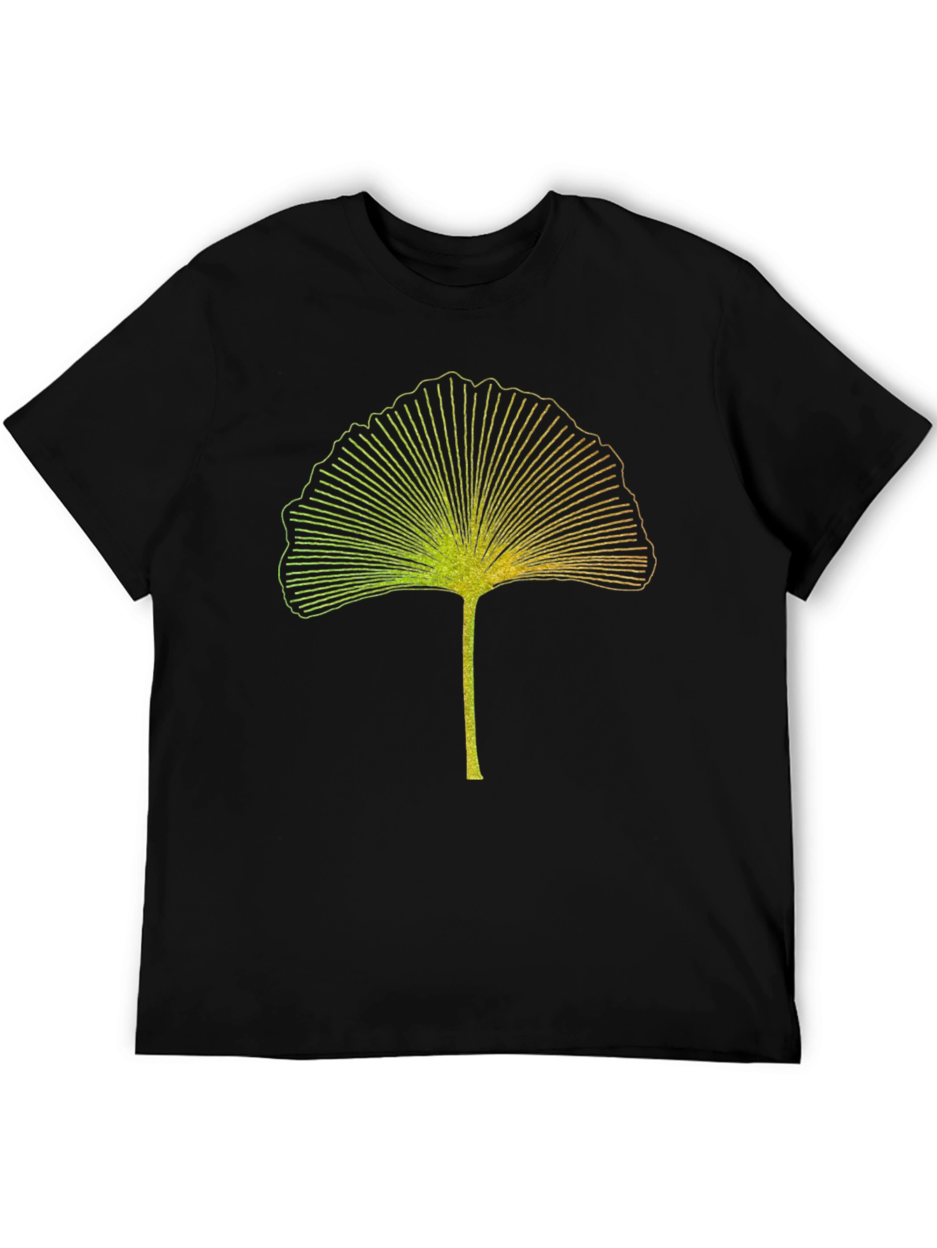Ginkgo Leaf Graphic Tee - Stylish Black T-Shirt