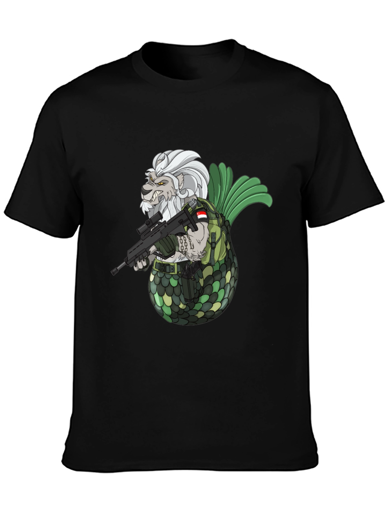 Merlion Soldier Graphic T-Shirt - Black